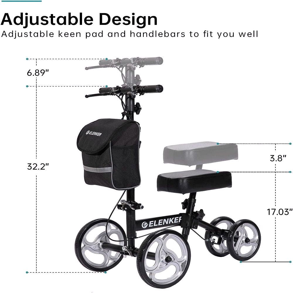 Elenker Knee Walker Steerable Medical Scooter Crutch Alternative