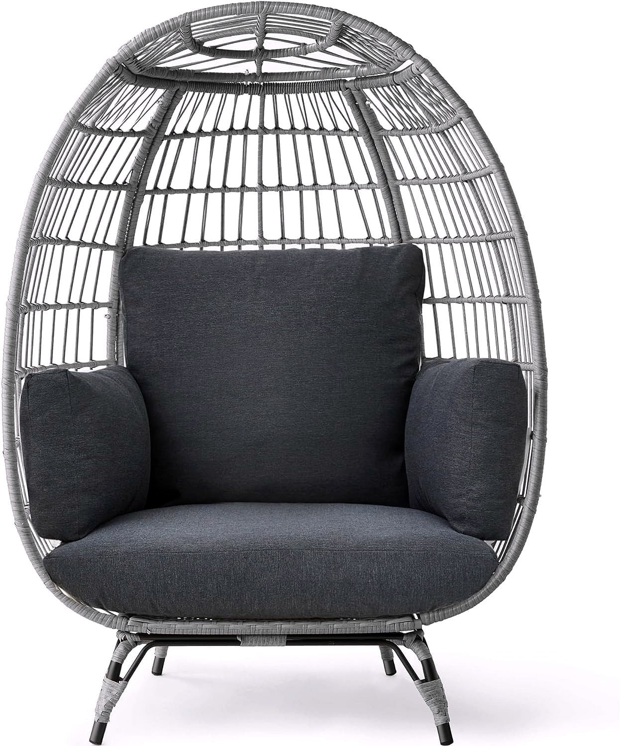 Best Choice Products Wicker Egg Chair – Übergroßer Indoor- & Outdoor-Loungesessel für Terrasse, Garten & Wohnzimmer