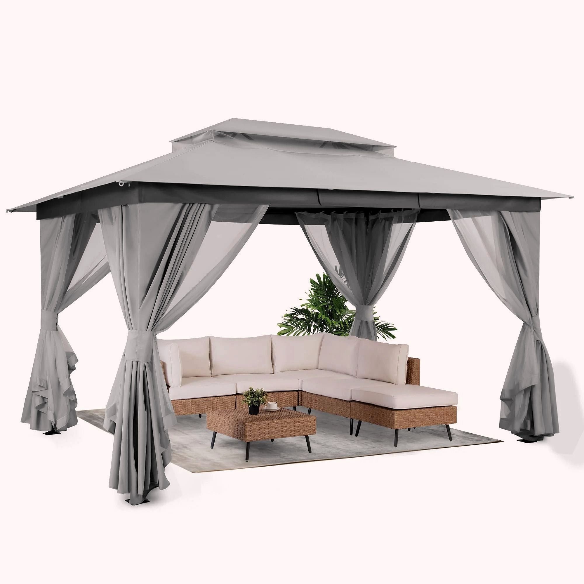 LAUSAINT HOME Outdoor-Pavillon 10 × 13 ft mit Expansionsankern – Robuster Gartenpavillon für Terrasse & Garten