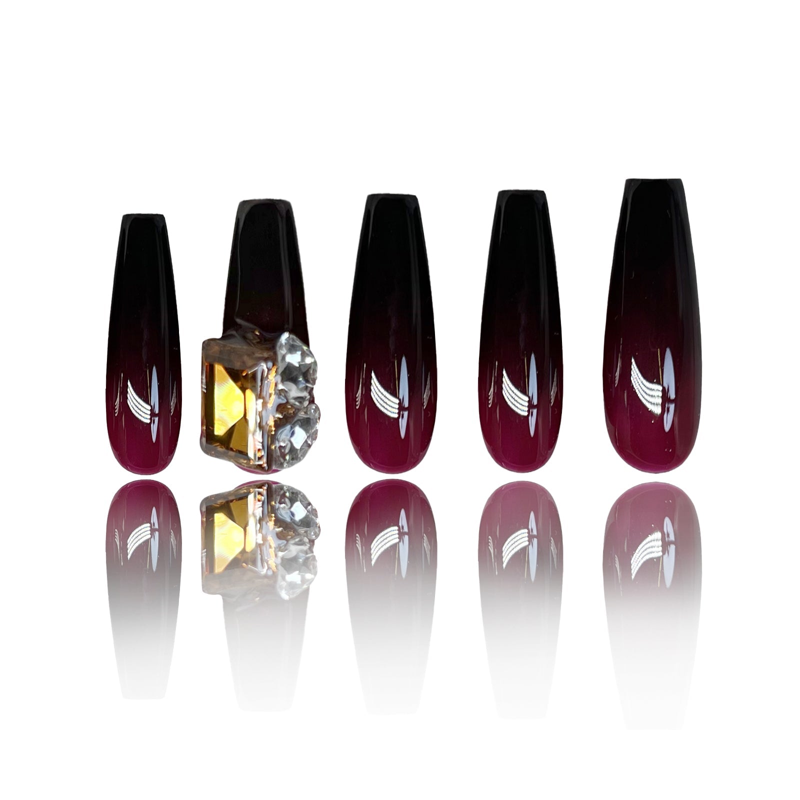 Siva Nail, Regal Wine Drip, Luxuriöses Winter Ombre Handgemachtes Press on Nails