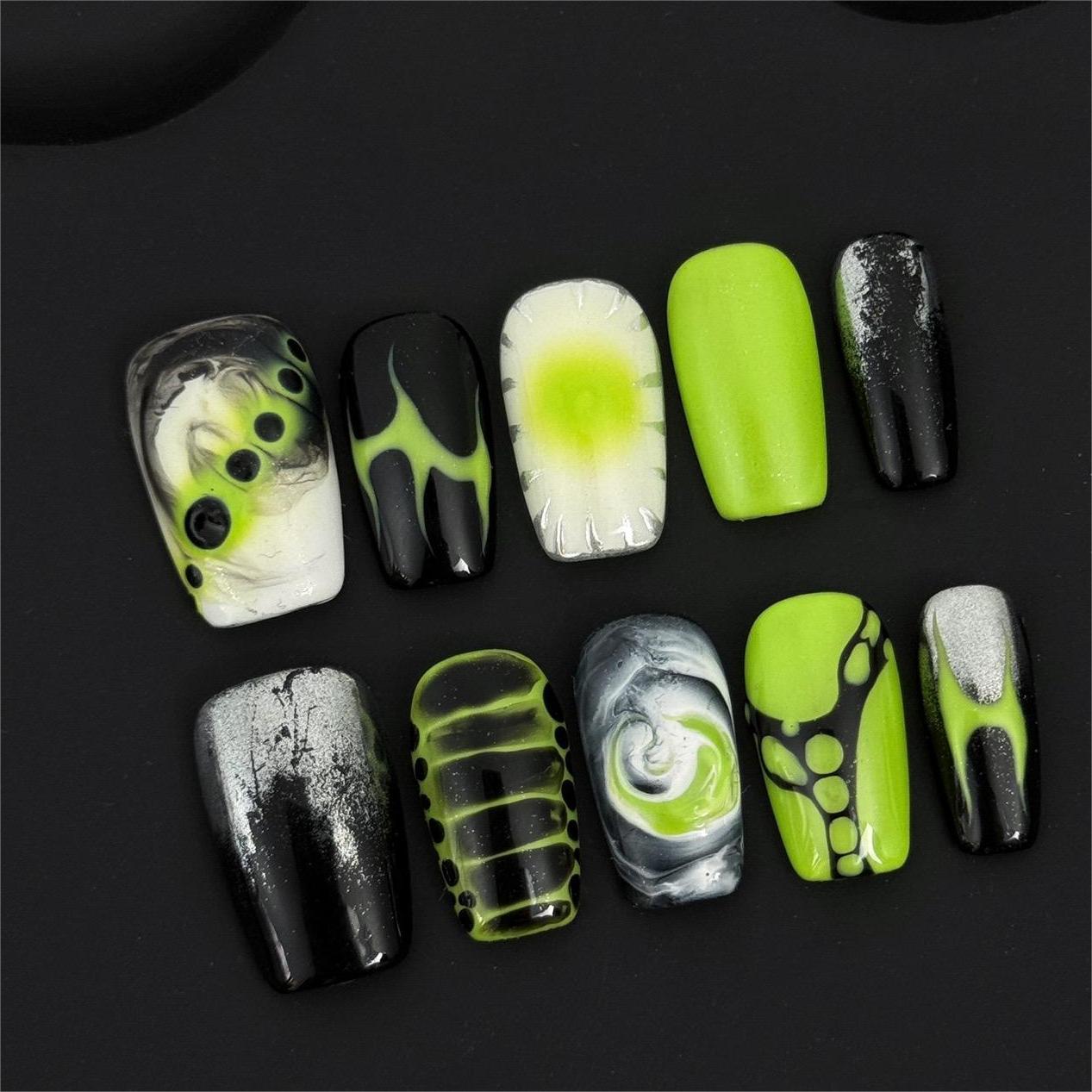 Siva Nail, Neon Venom, Moderner Cyberpunk, handgemachte Nagelpresse