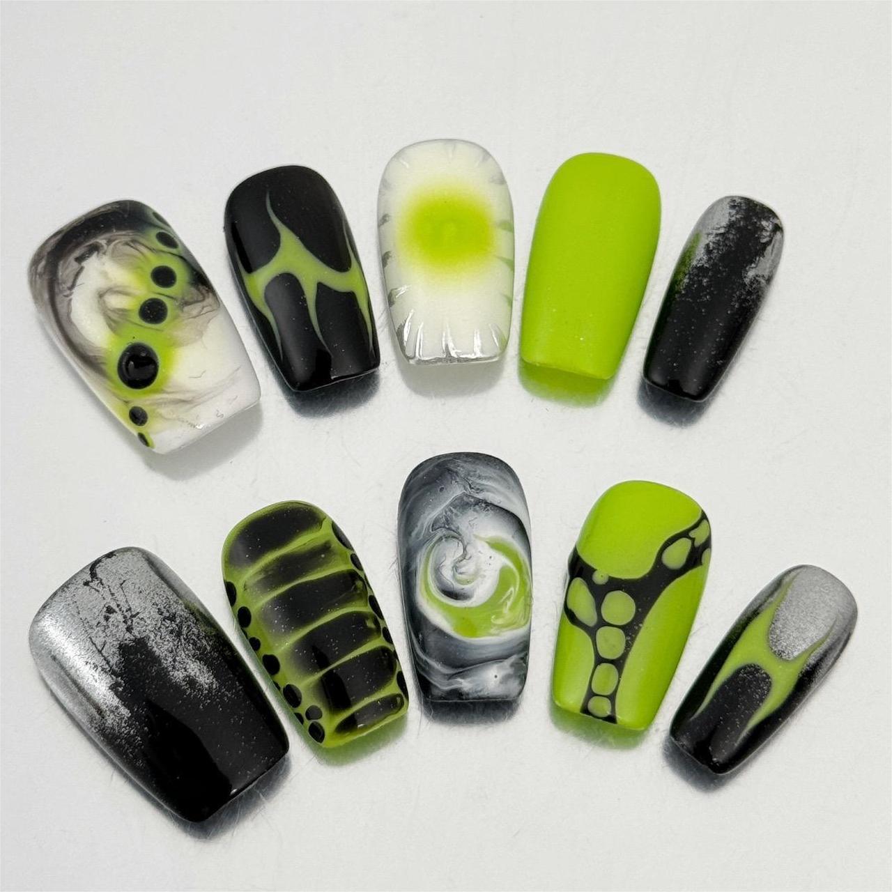 Siva Nail, Neon Venom, Moderner Cyberpunk, handgemachte Nagelpresse