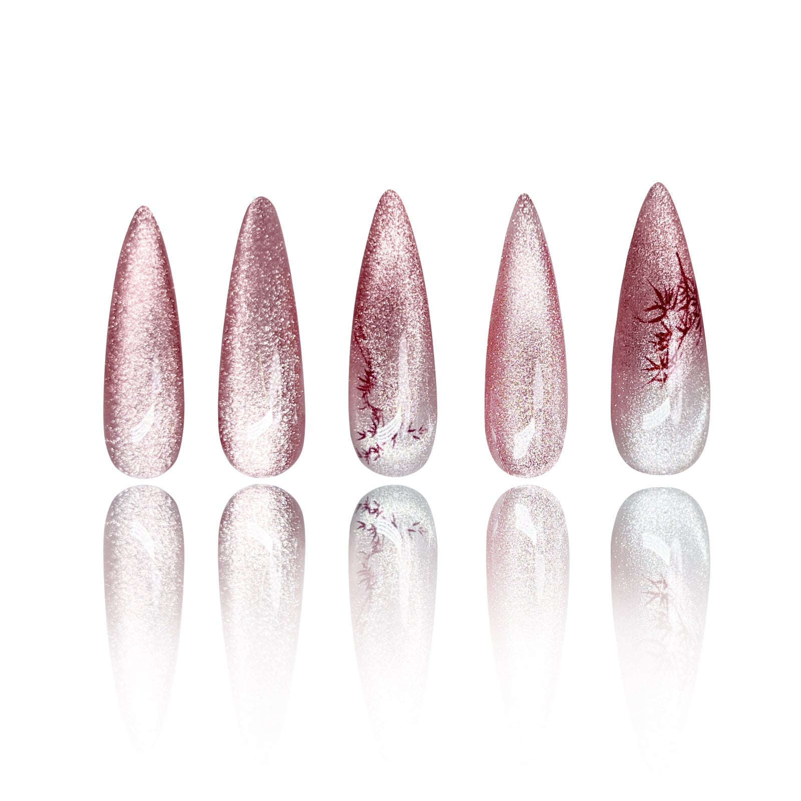 Siva Nail, Frosted Rose, Schimmerndes Pink Ombre, handgemachte Nagelpresse