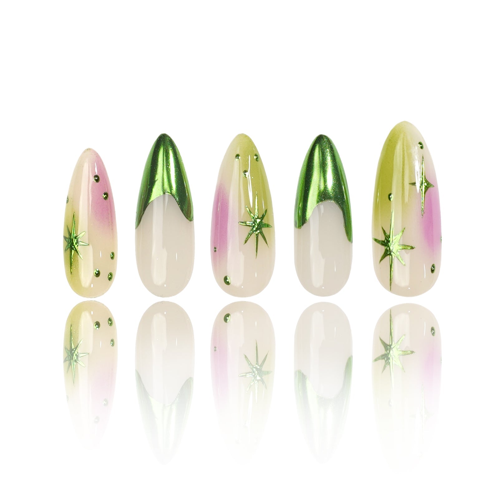 Siva Nail, Verdant Whimsy, Ombre Artistic Green und Purple, handgemachte Nagelpresse