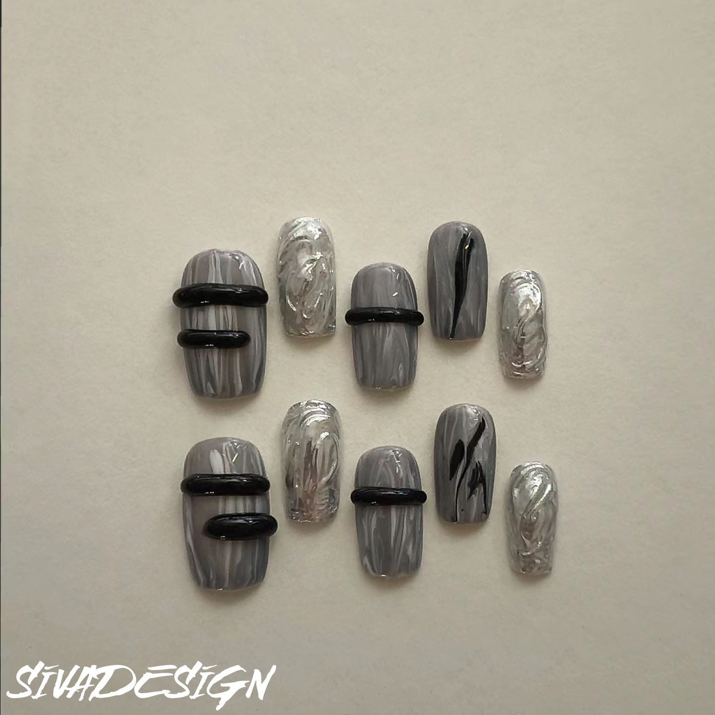 Siva Nail, Concrete Land, Marmor-Stil, handgemachte Nagelpresse