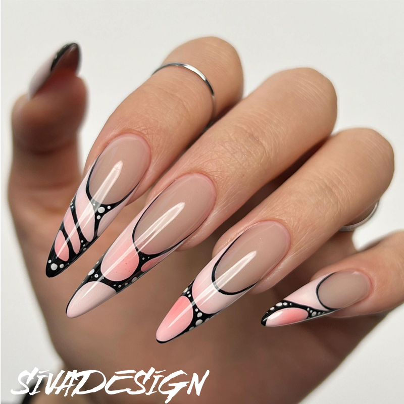 Siva Nail, Dreamweave, schickes geometrisches Stiletto, handgemachtes Aufdrücken von Nägeln