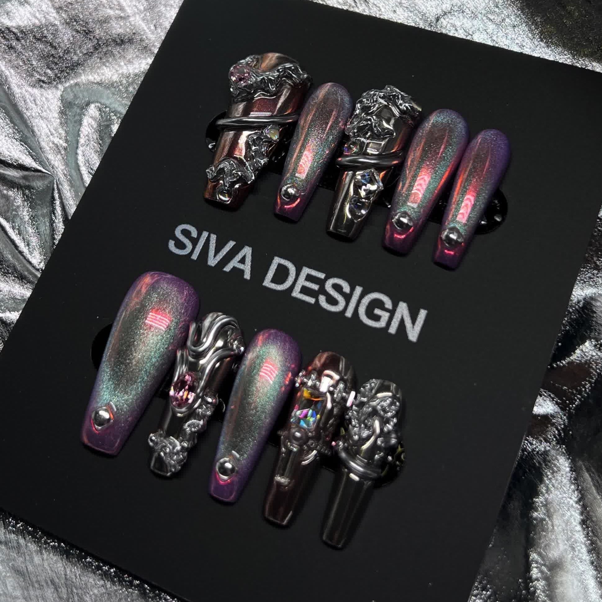 Siva Nail, Eclipse Edge, Metallic Style, handgemachte Nagelpresse