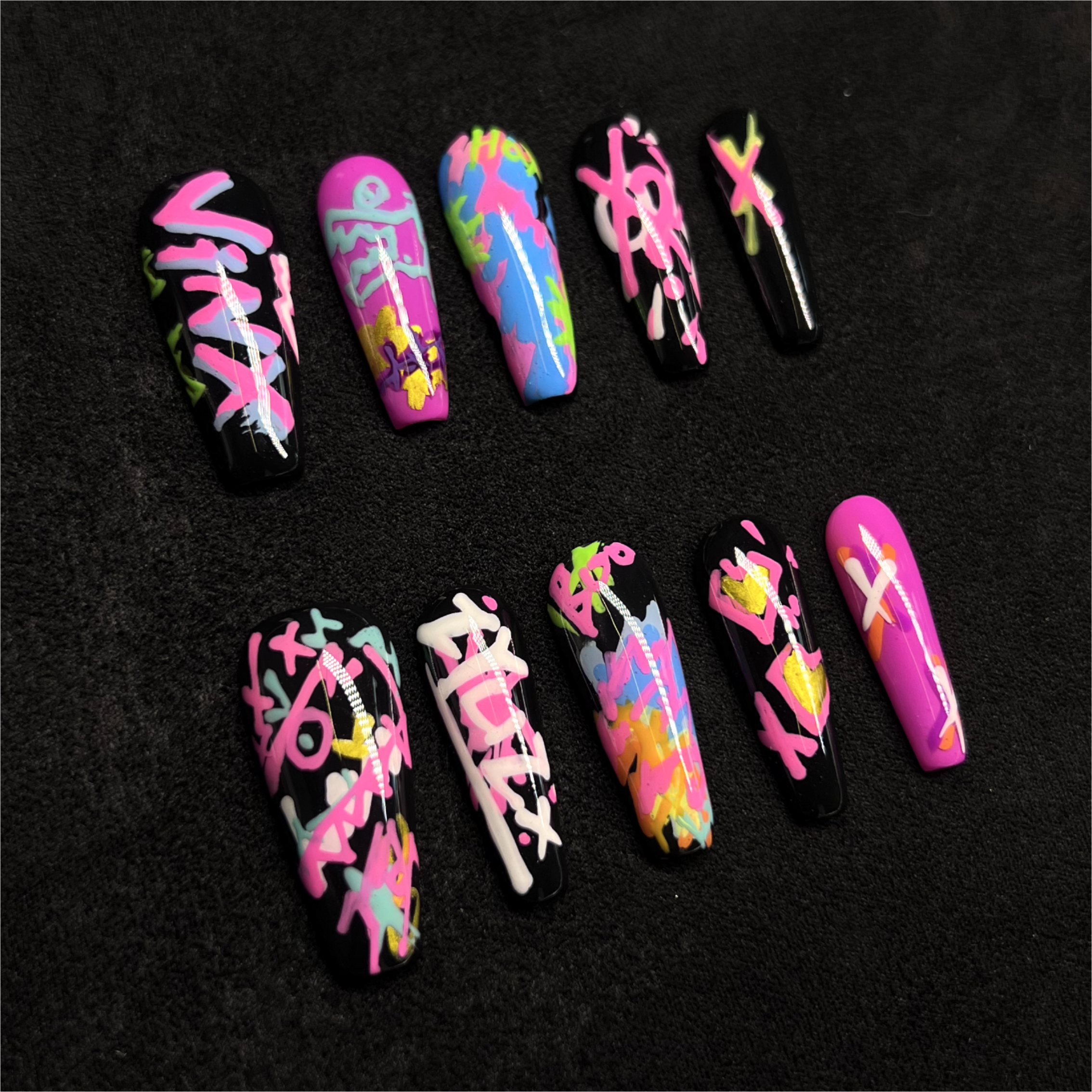 Siva Nail, Neon Groove, Graffiti Style, handgemachte Nagelpresse