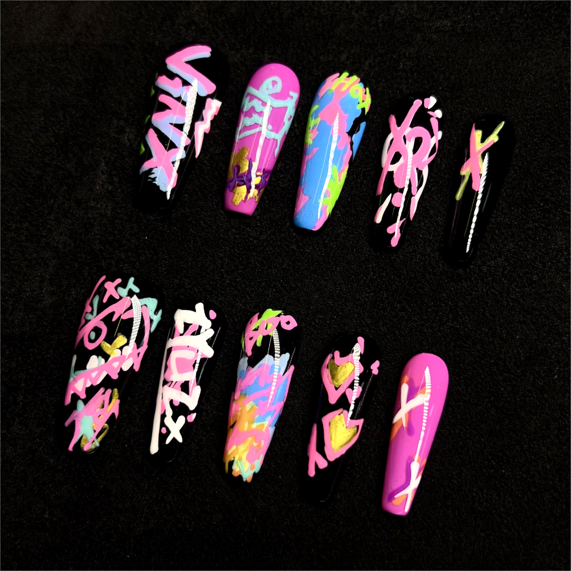 Siva Nail, Neon Groove, Graffiti Style, handgemachte Nagelpresse