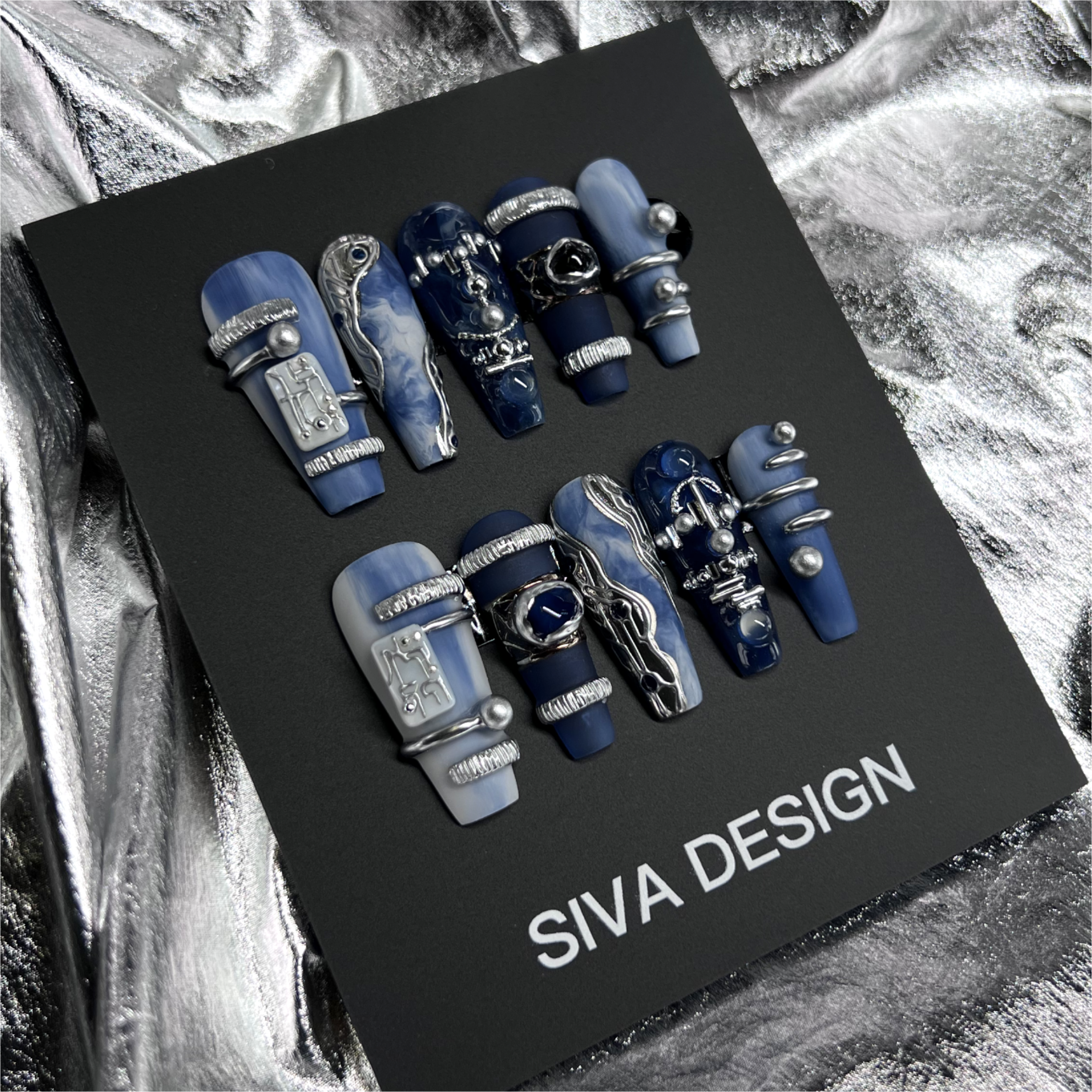 Siva Nail, Blaue Tränen, Metallic Art Handgemachte Nagelpresse