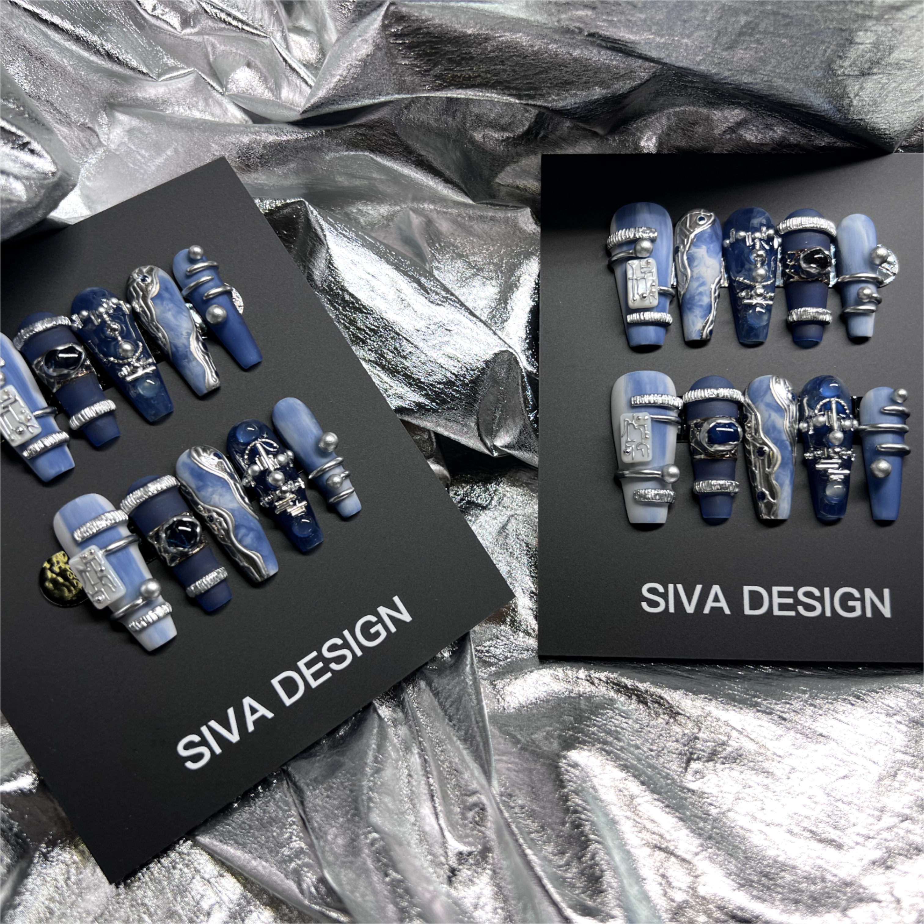 Siva Nail, Blaue Tränen, Metallic Art Handgemachte Nagelpresse