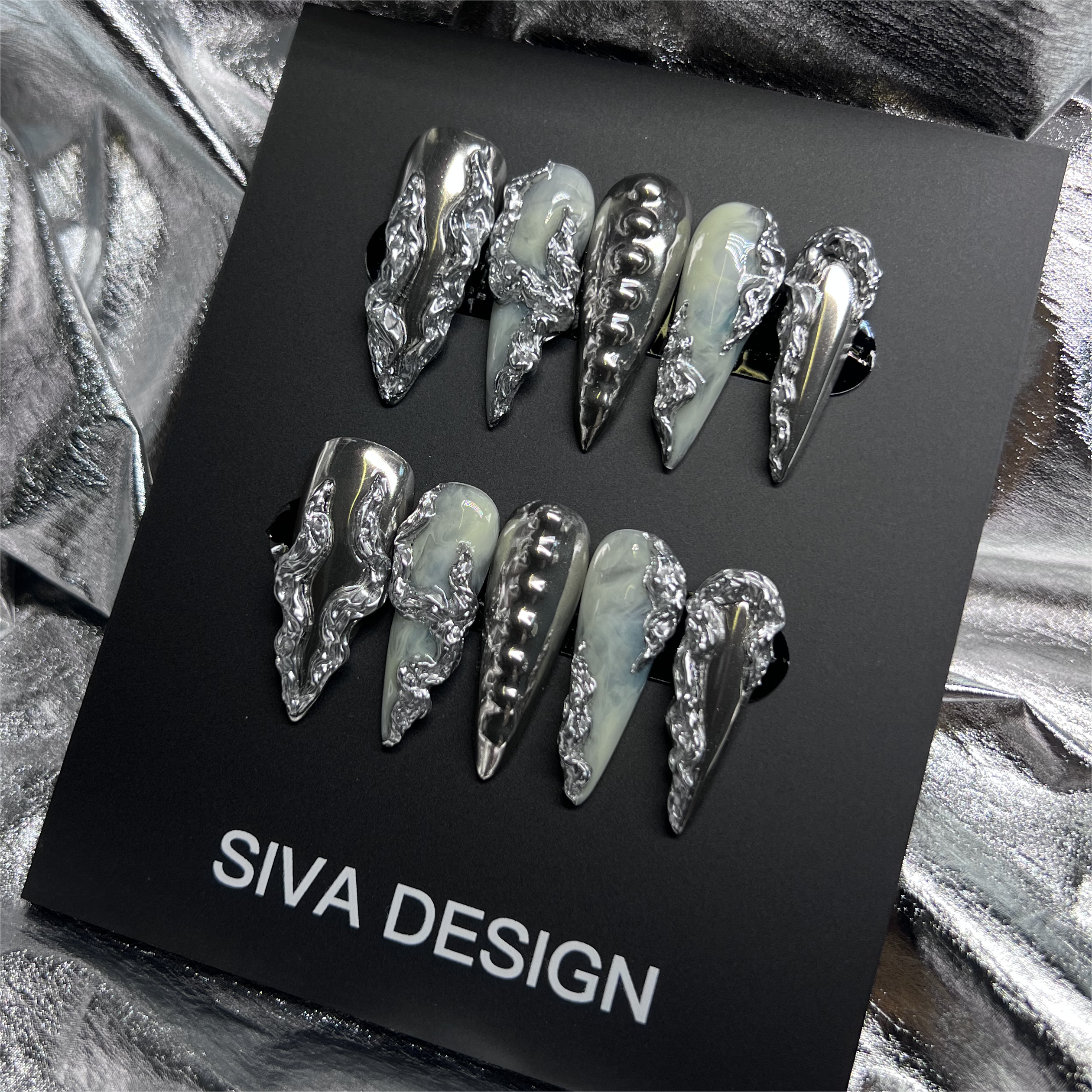 Siva Nail, Break of Cliff, Lange Stiletto-Press-On-Nägel