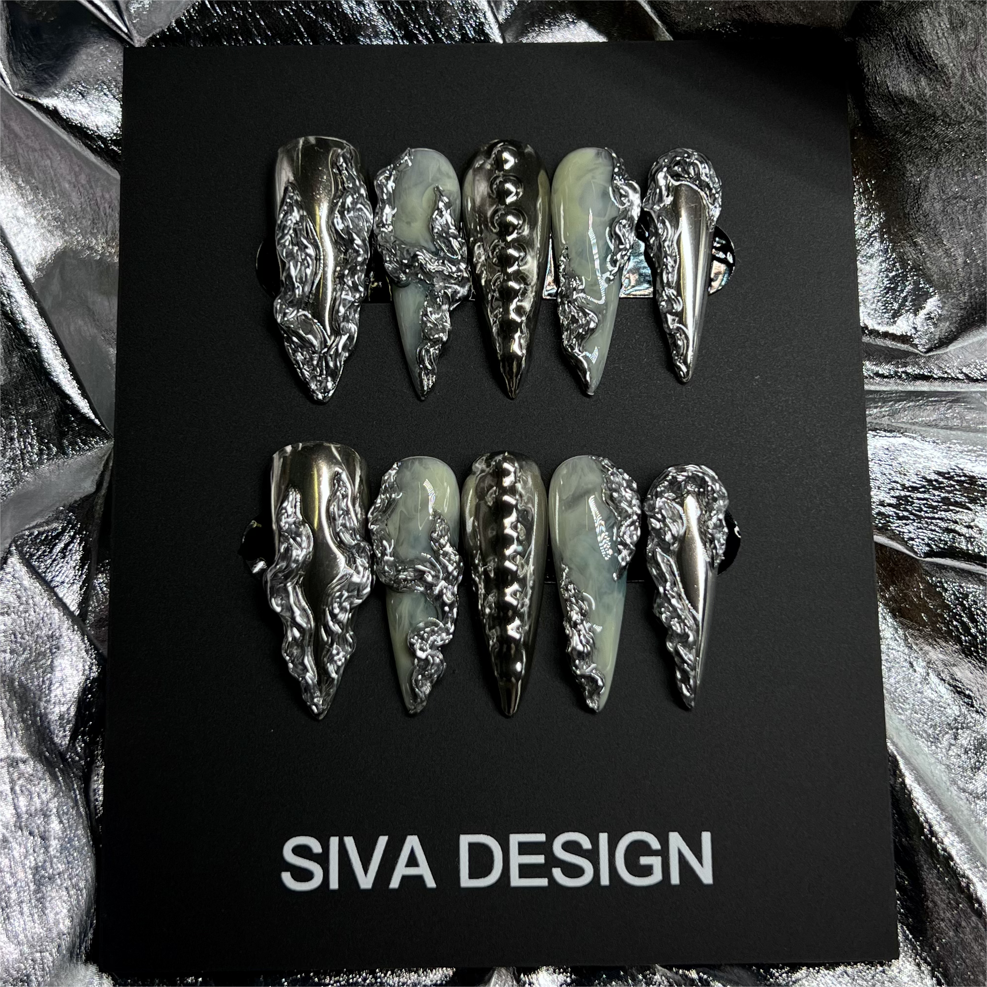 Siva Nail, Break of Cliff, Lange Stiletto-Press-On-Nägel