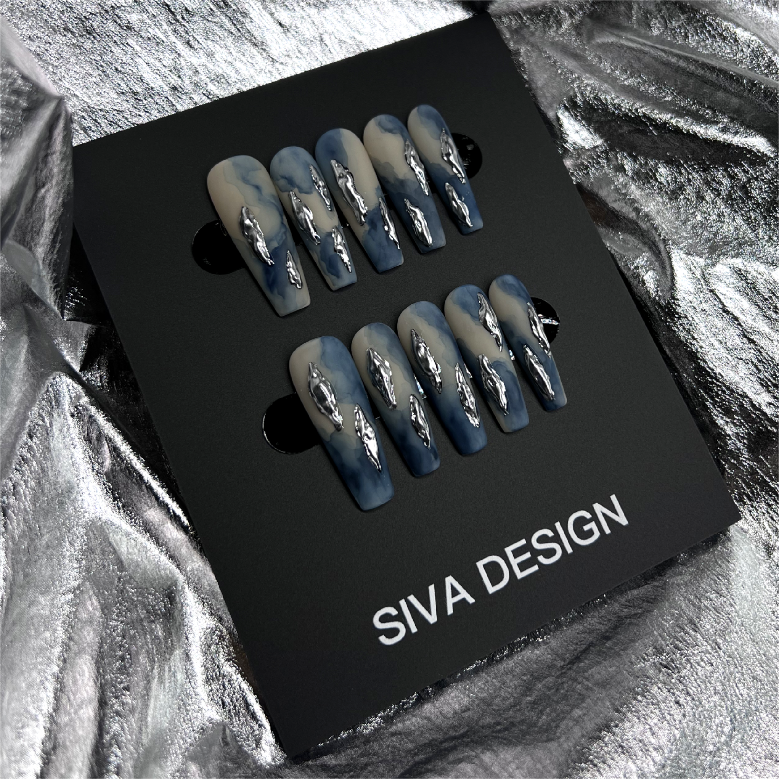 Siva Nail, Denim, handgemachter Press-on-Nägel-Stil