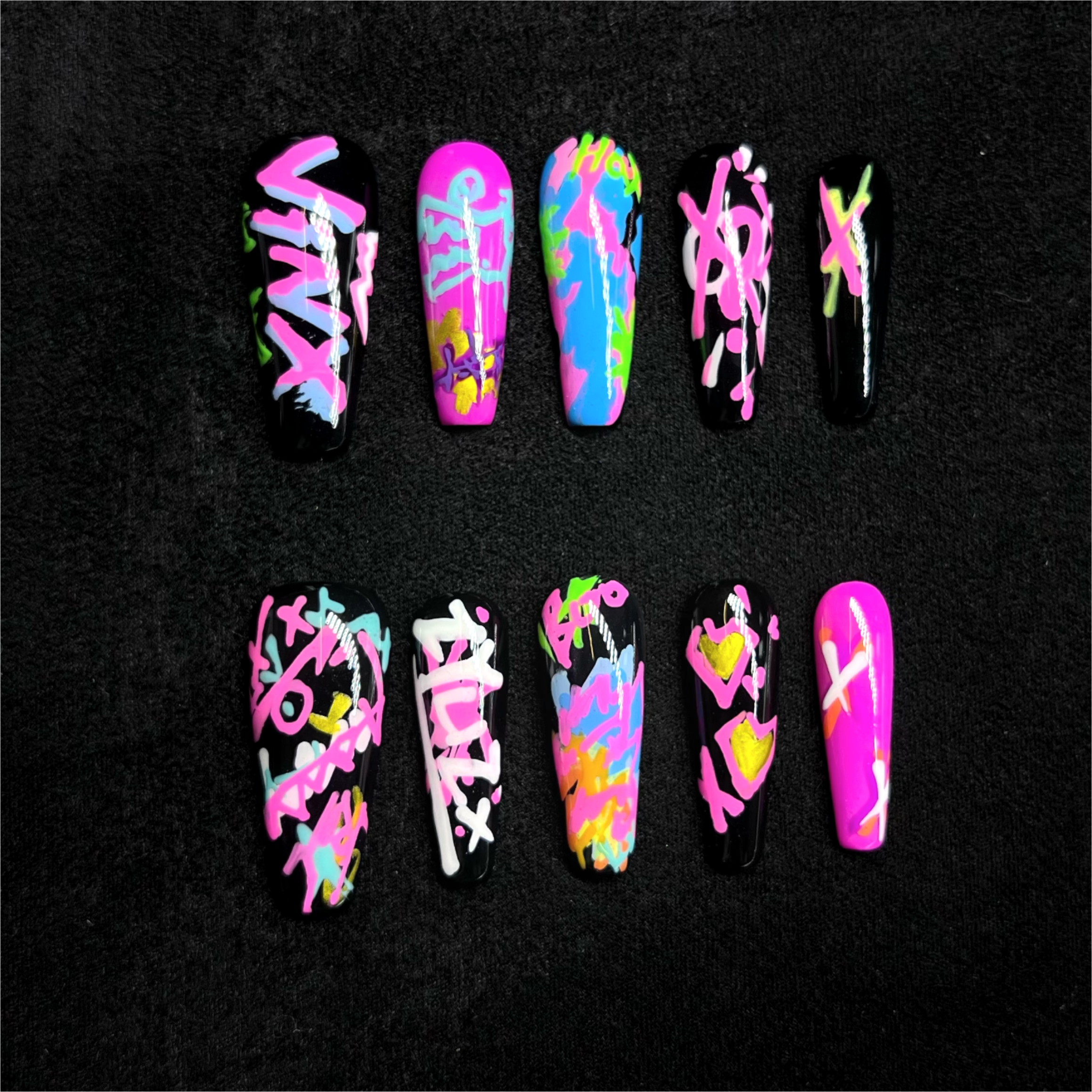 Siva Nail, Neon Groove, Graffiti Style, handgemachte Nagelpresse