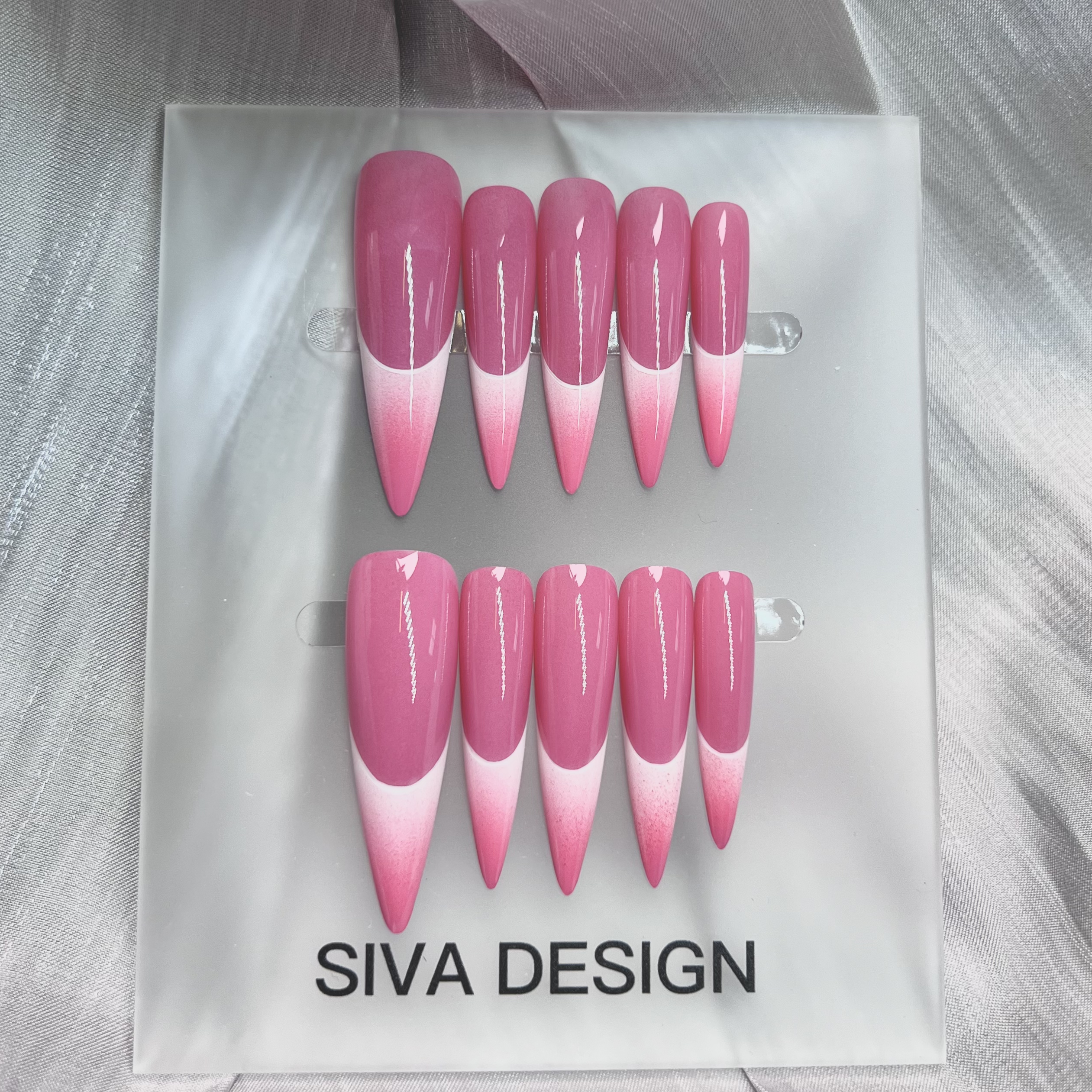 Siva Nail, Lunar Shee (Pink), französischer Stil, handgemachte Nagelpresse