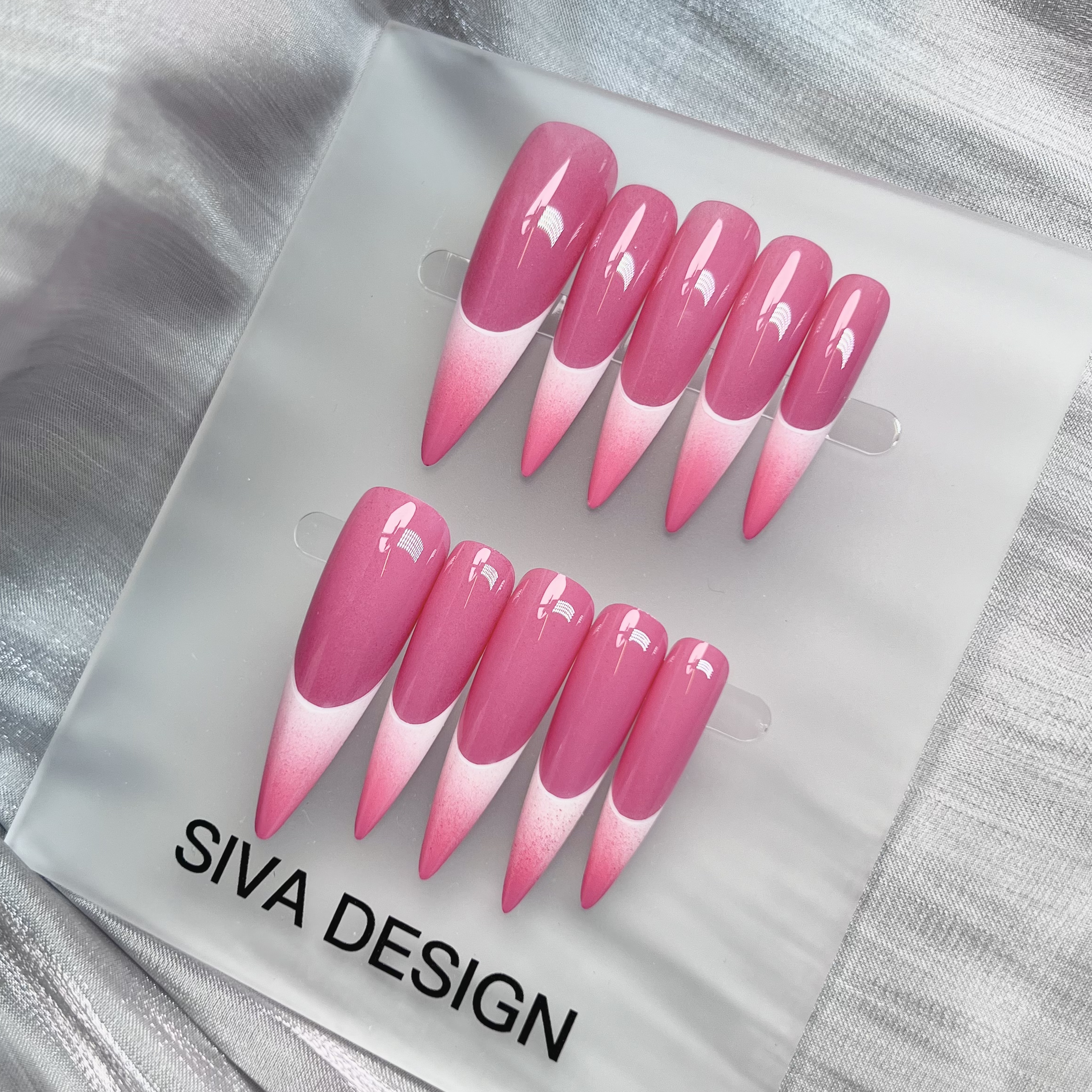 Siva Nail, Lunar Shee (Pink), französischer Stil, handgemachte Nagelpresse