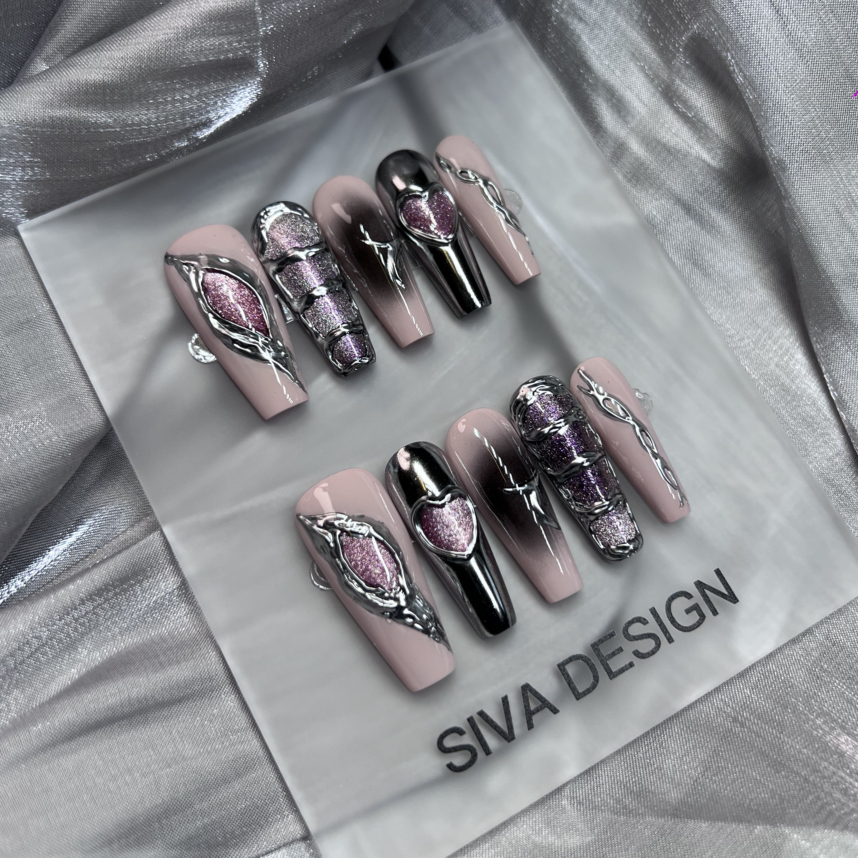 Siva Nail, Planet 301, Metallic Chrom, handgemachte Nagelpresse