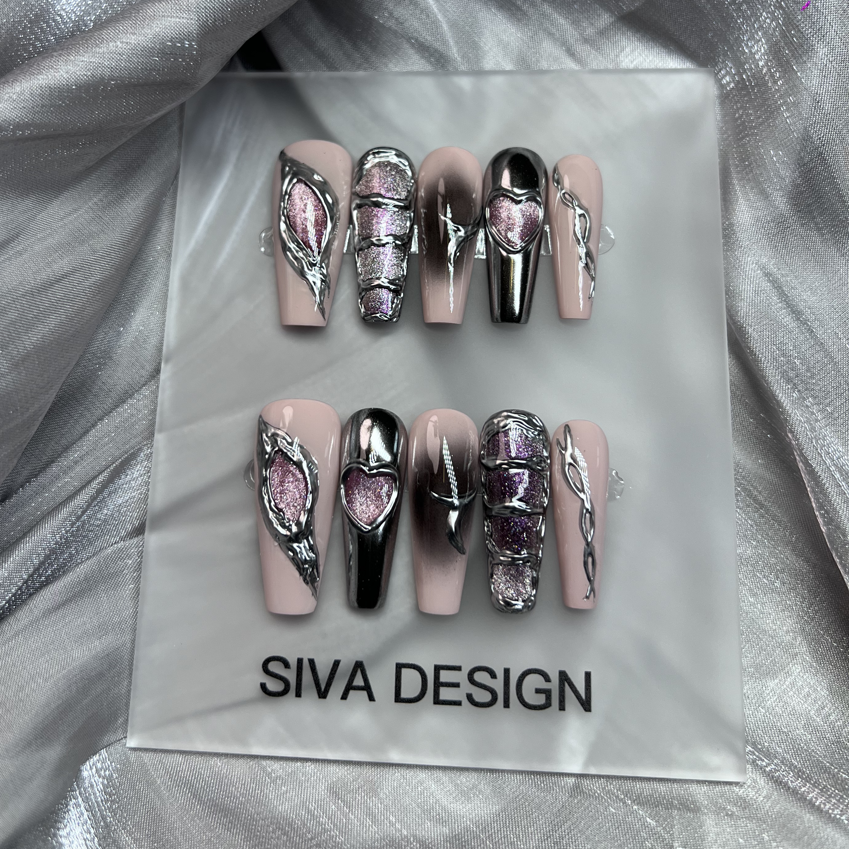 Siva Nail, Planet 301, Metallic Chrom, handgemachte Nagelpresse