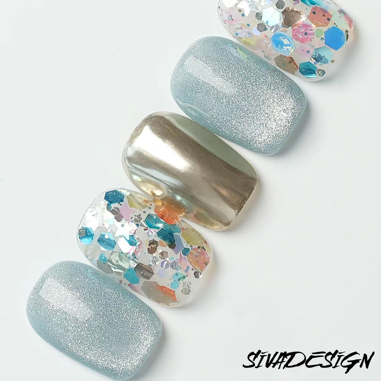 Siva Nail, Stardust Soiree, Glitzernde Nacht, handgemachte Nagelpresse