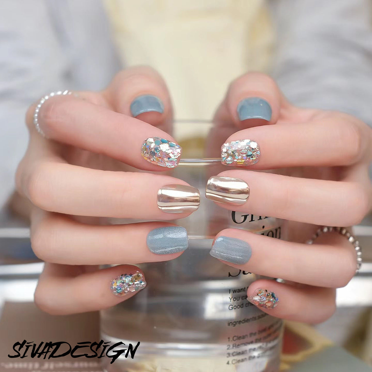 Siva Nail, Stardust Soiree, Glitzernde Nacht, handgemachte Nagelpresse