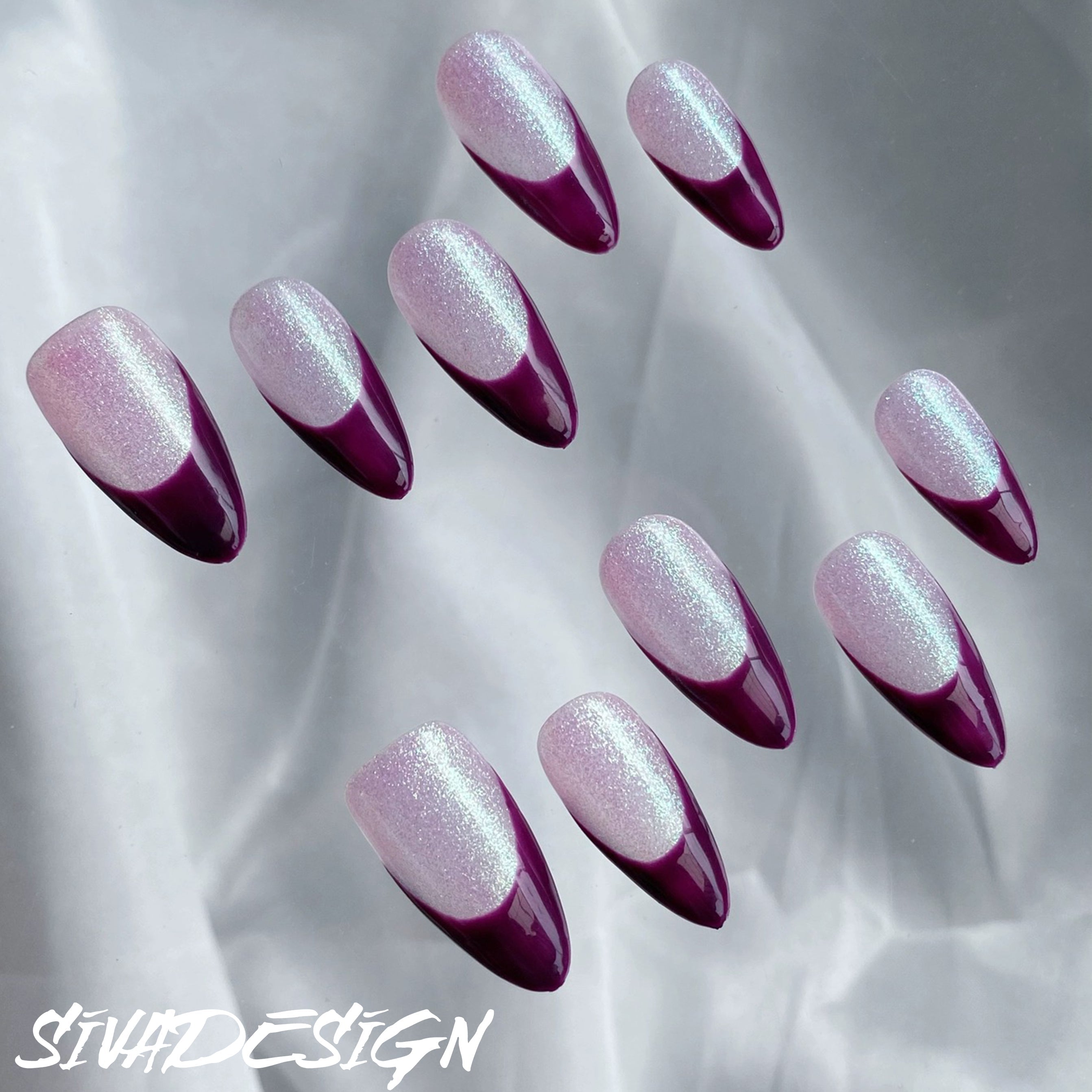 Siva Nail, Lavender Twilight, Kurze, handgemachte Mandel-Pressnägel