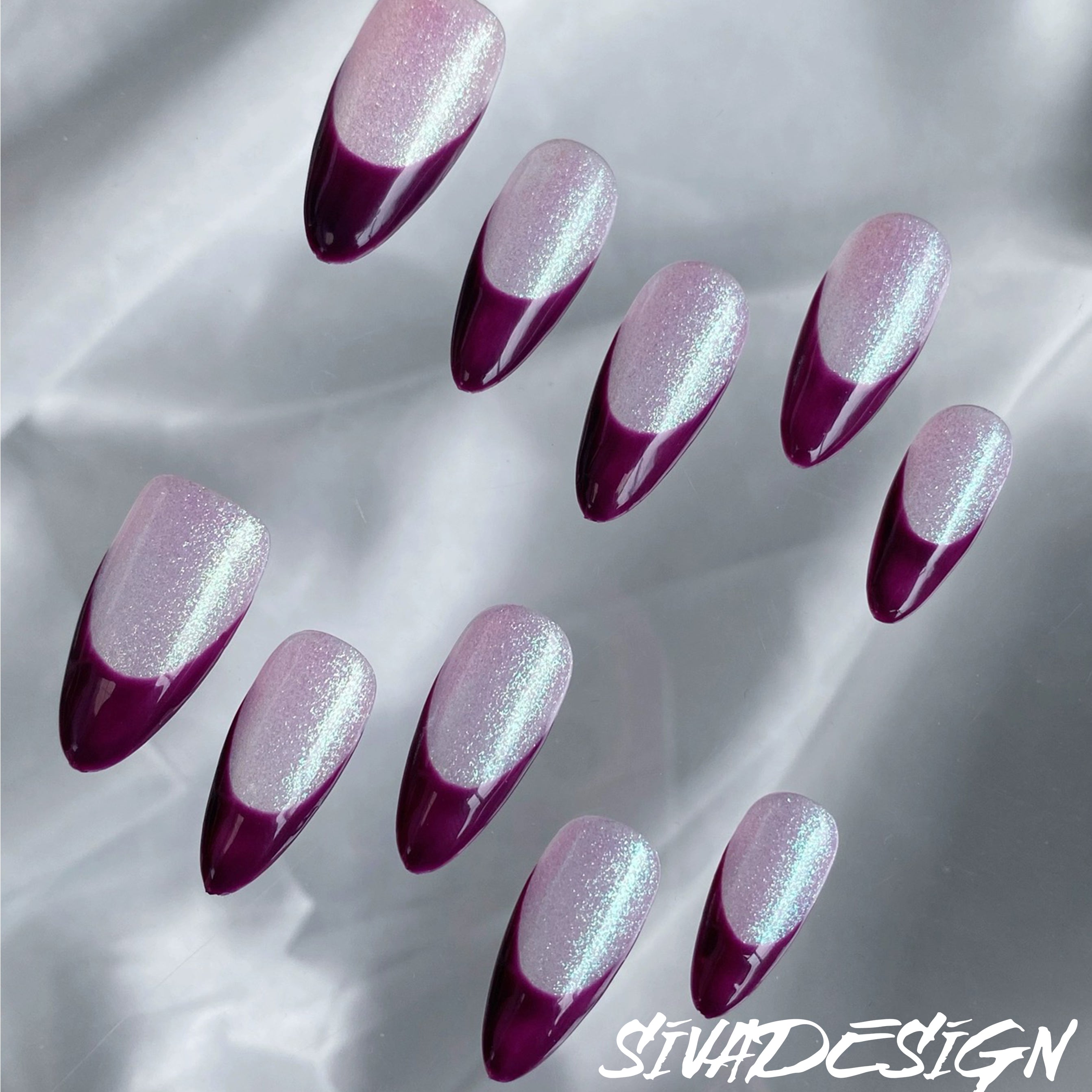 Siva Nail, Lavender Twilight, Kurze, handgemachte Mandel-Pressnägel