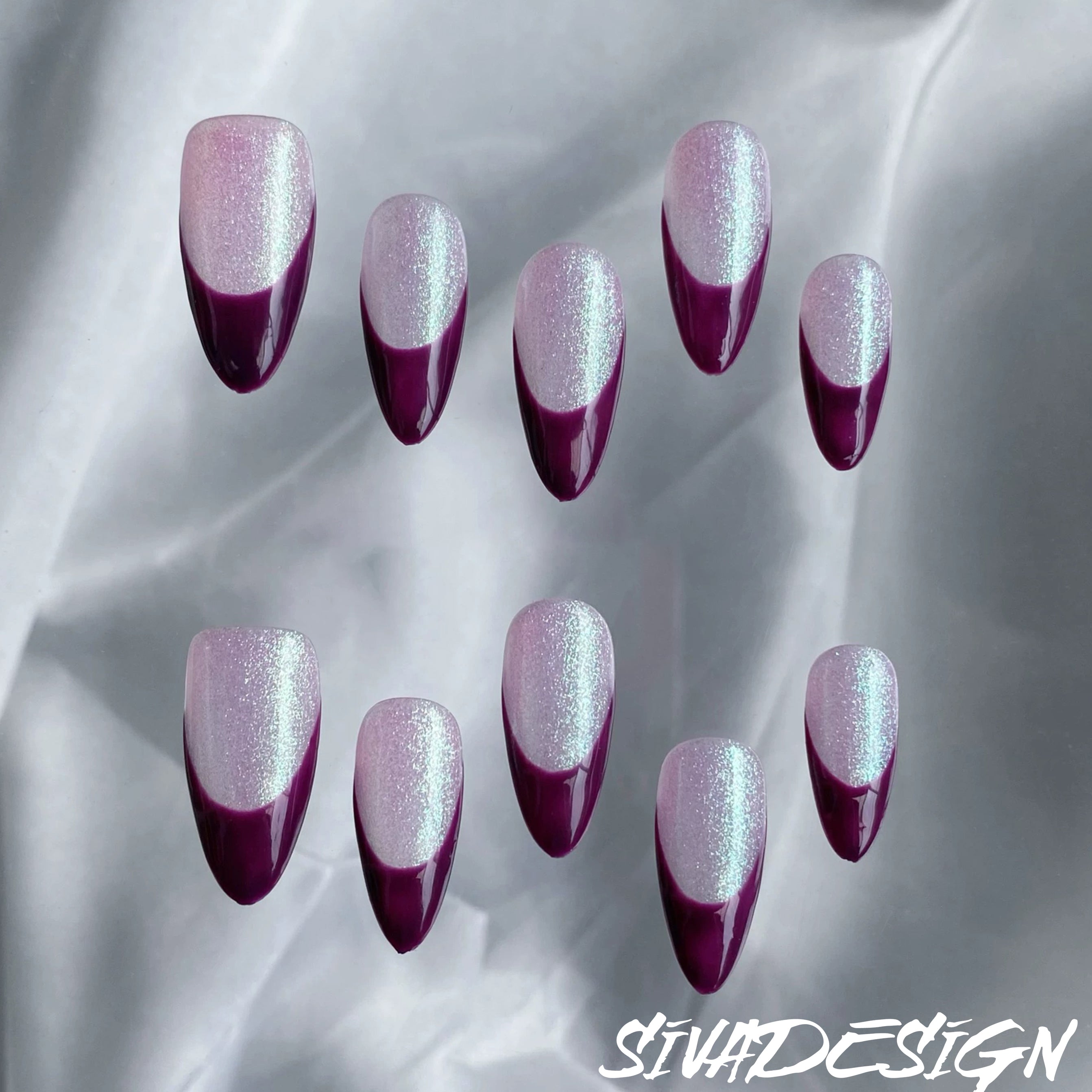 Siva Nail, Lavender Twilight, Kurze, handgemachte Mandel-Pressnägel