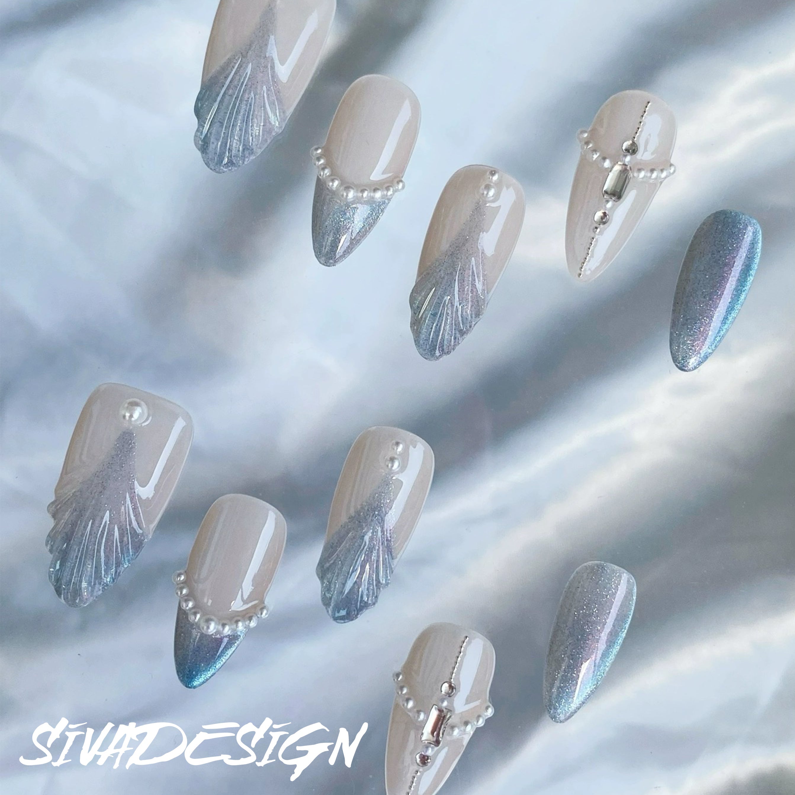 Siva Nail, Silver Shores, Coastal Glamour, handgemachte Nagelpresse