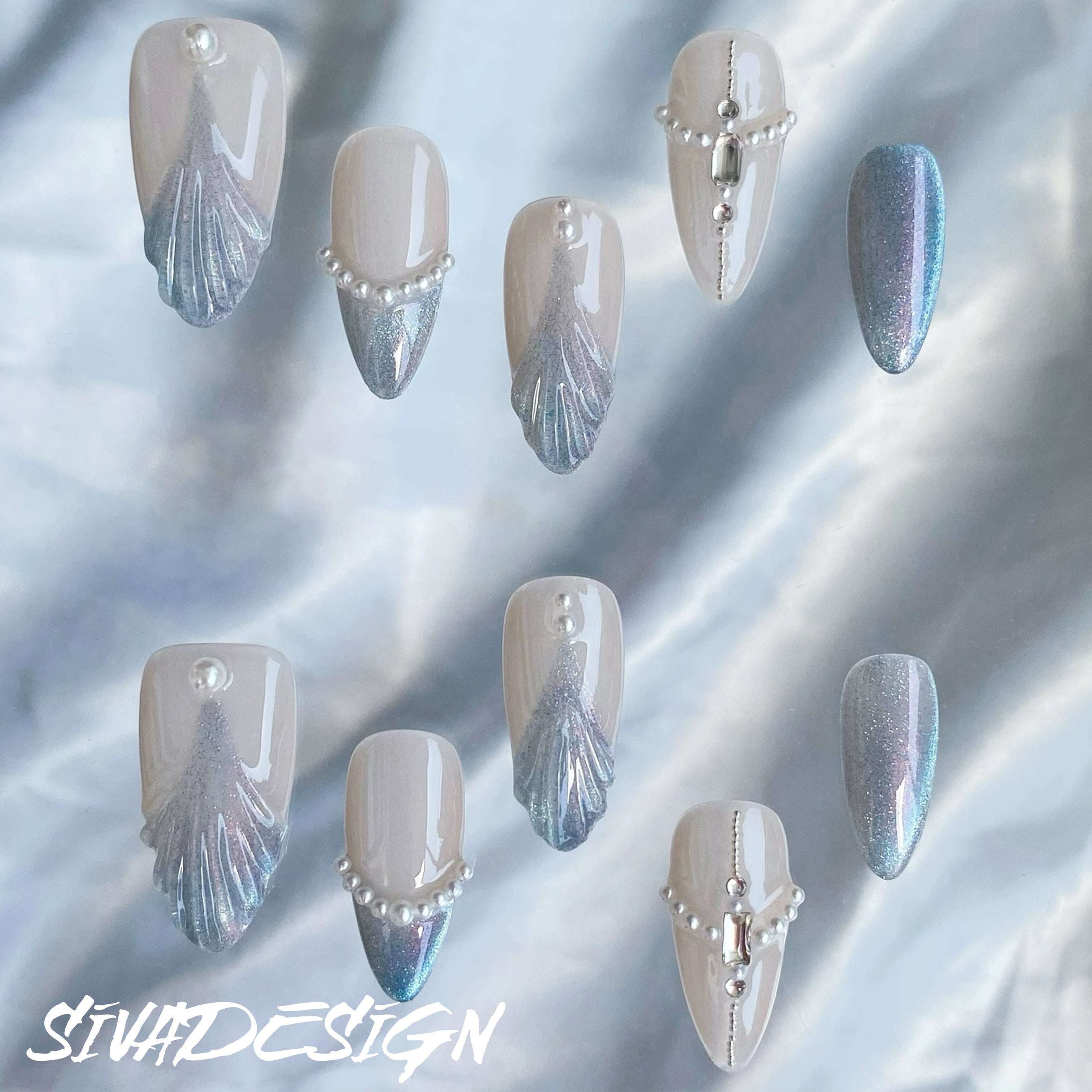 Siva Nail, Silver Shores, Coastal Glamour, handgemachte Nagelpresse