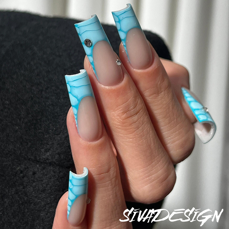 Siva Nail, Ozeanischer Marmor, Eleganter Stil, handgemachte Nagelpresse