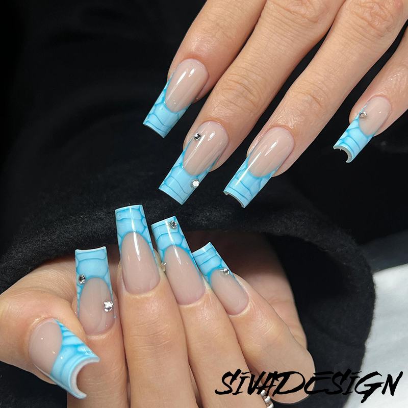 Siva Nail, Ozeanischer Marmor, Eleganter Stil, handgemachte Nagelpresse