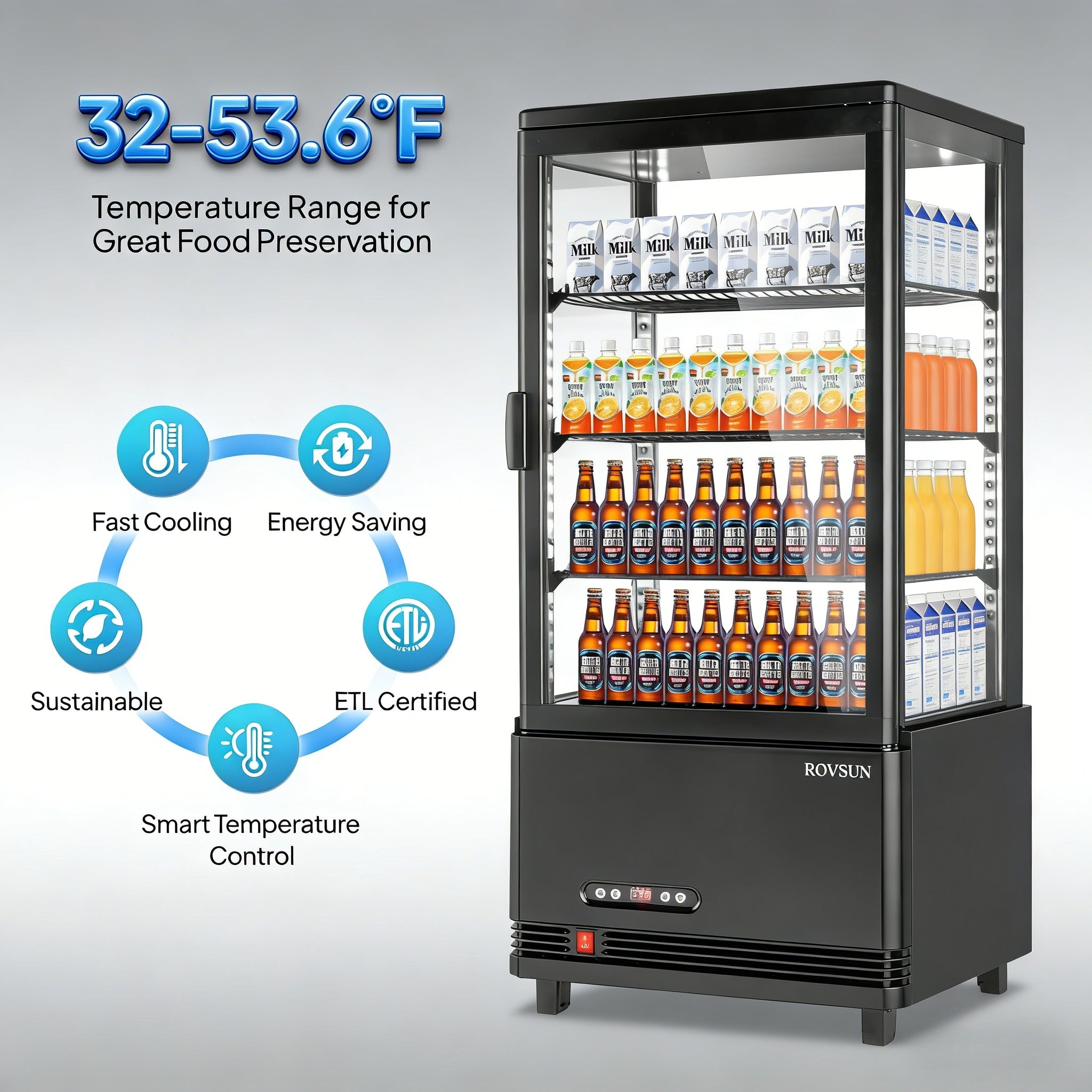 18" 3 Cu.Ft. 170W 110V Four-Sided Refrigerated Bakery Display Case