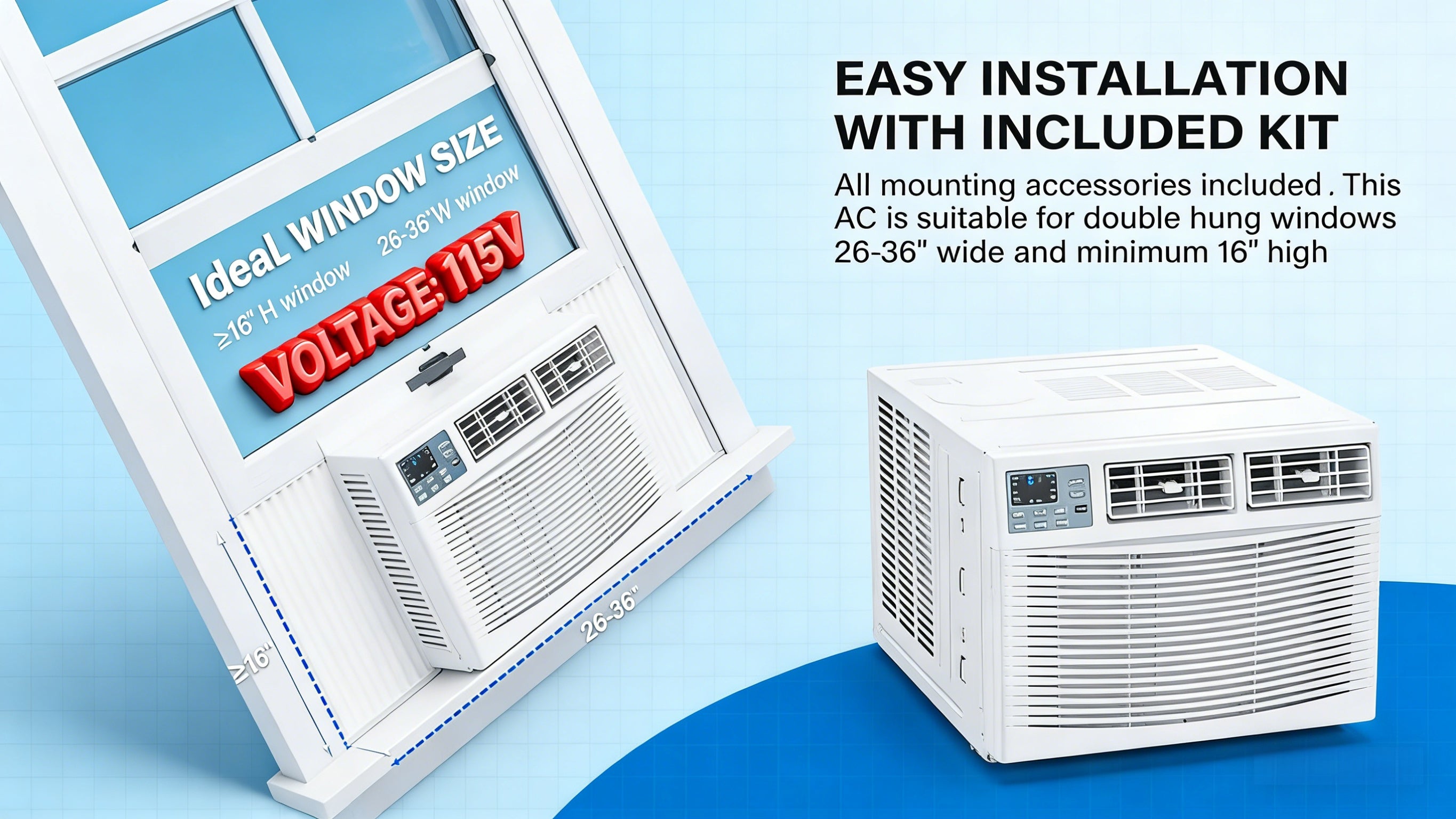 8,000 BTU 115V Window Air Conditioner with Heat & Wifi/APP & Install Kit