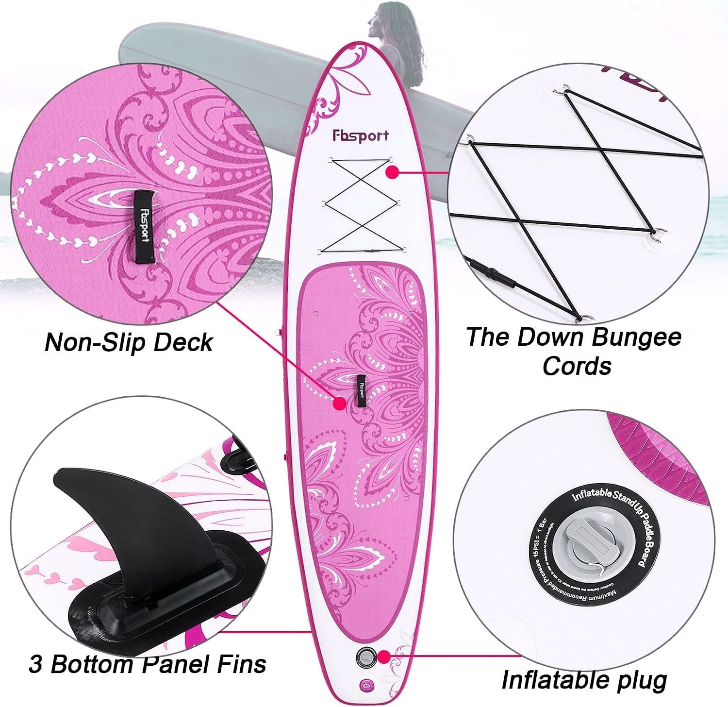 Premium Stand Up Paddle Board, Yoga Board with Durable SUP Accessories & Carry Bag | Wide Stance, Surf Control, Non-Slip Deck, Leash, Paddle and Pump for Youth & Adult