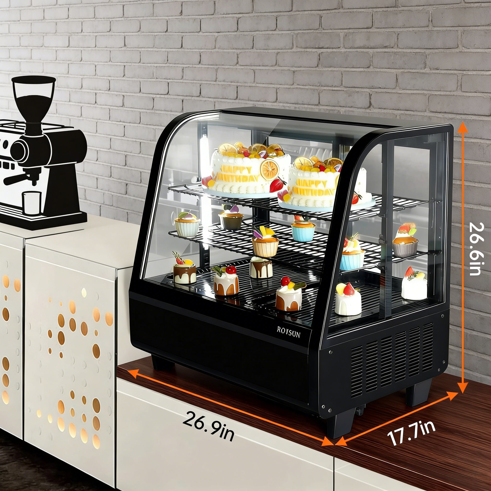 27" 3.5 Cu.Ft. 170W 110V Black Refrigerated Bakery Display Case