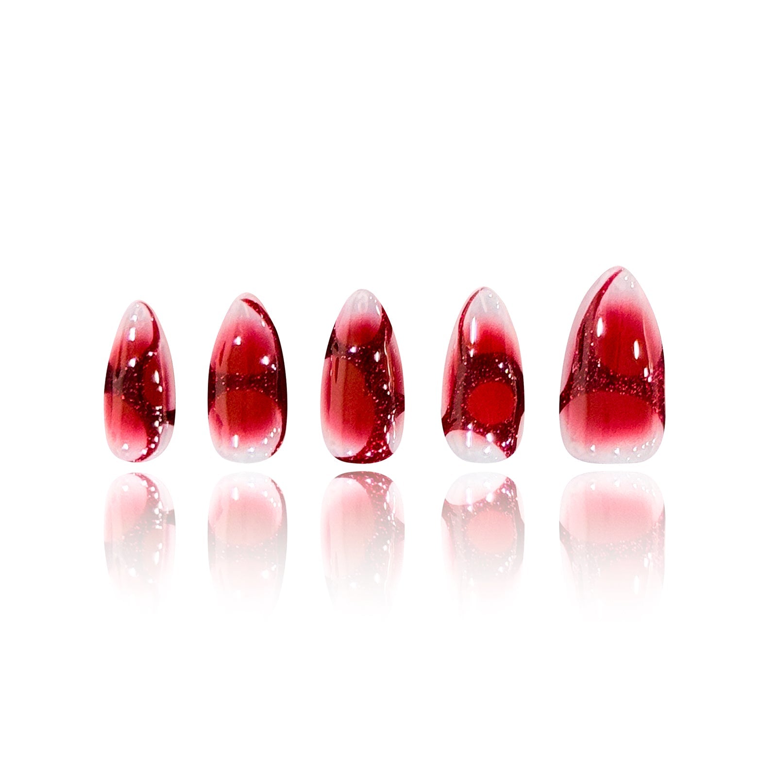 Siva Nail, Burgunderrote Wellen, elegantes rotes Ombre, handgemachtes Aufdrücken von Nägeln