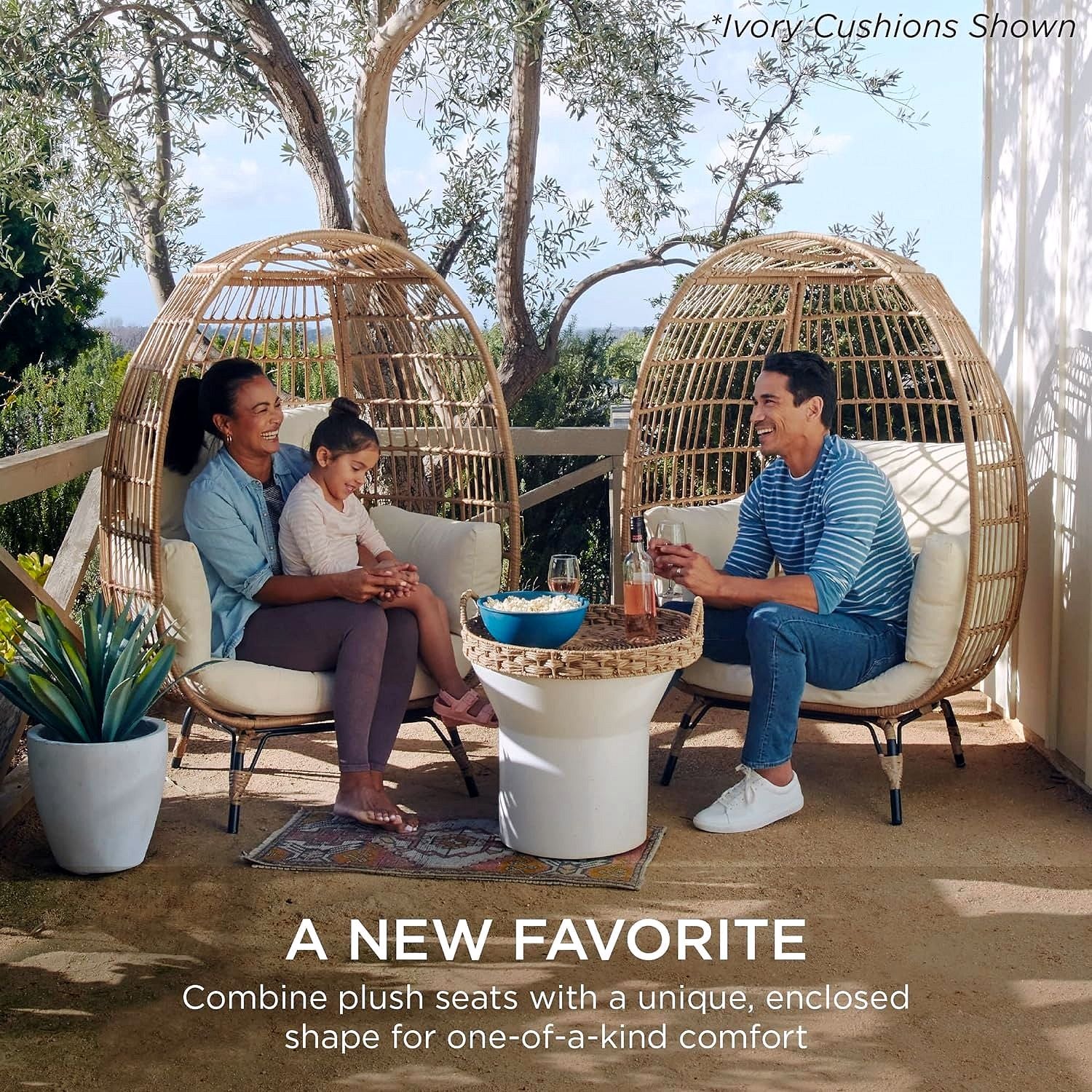 Best Choice Products Wicker Egg Chair – Übergroßer Indoor- & Outdoor-Loungesessel für Terrasse, Garten & Wohnzimmer