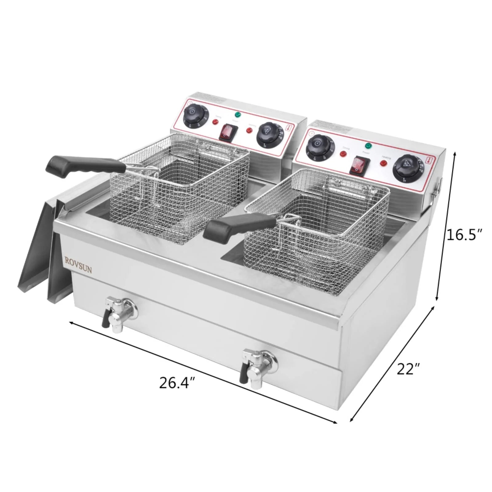 24.9 QT 110V 3400W Double Tank Electric Deep Fryer with Timer & Oil Drain