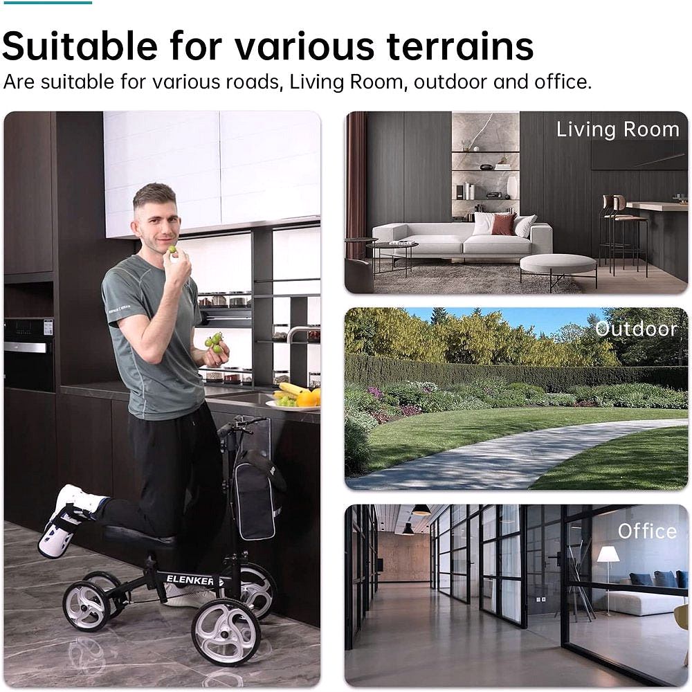 Elenker Knee Walker Steerable Medical Scooter Crutch Alternative