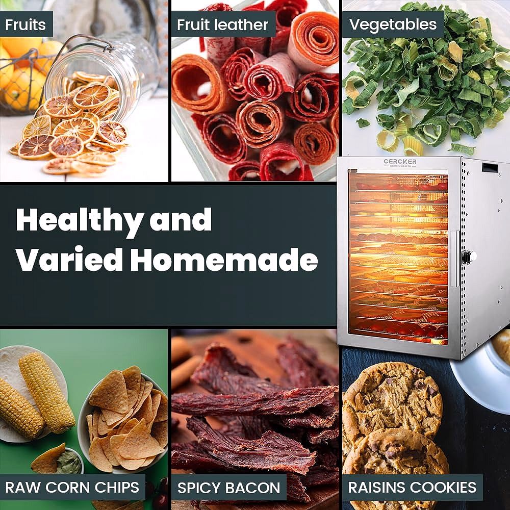 Cercker Lebensmittel-Dörrautomat mit 12 Edelstahl-Einschüben