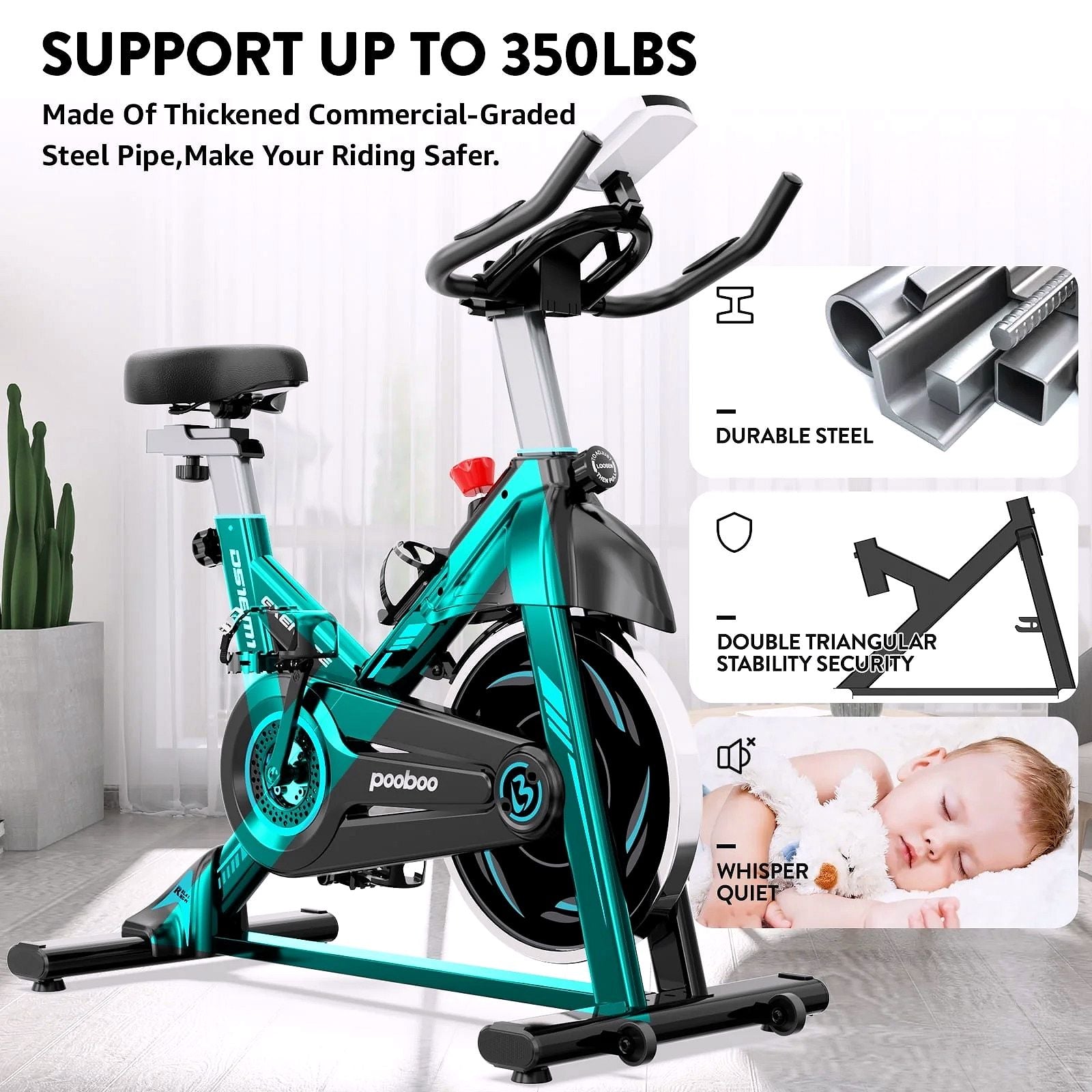 Pooboo Indoor Cycling Bike – Magnetisches Heimtrainer-Fahrrad für Cardio-Training