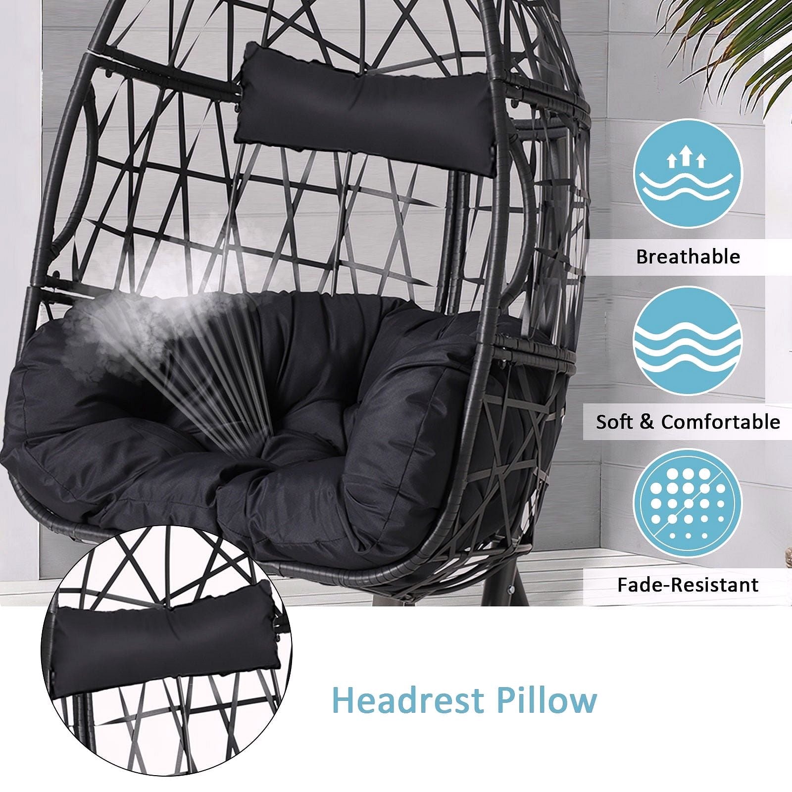 Haverchair Hängesessel Ei mit Gestell für Outdoor & Terrasse