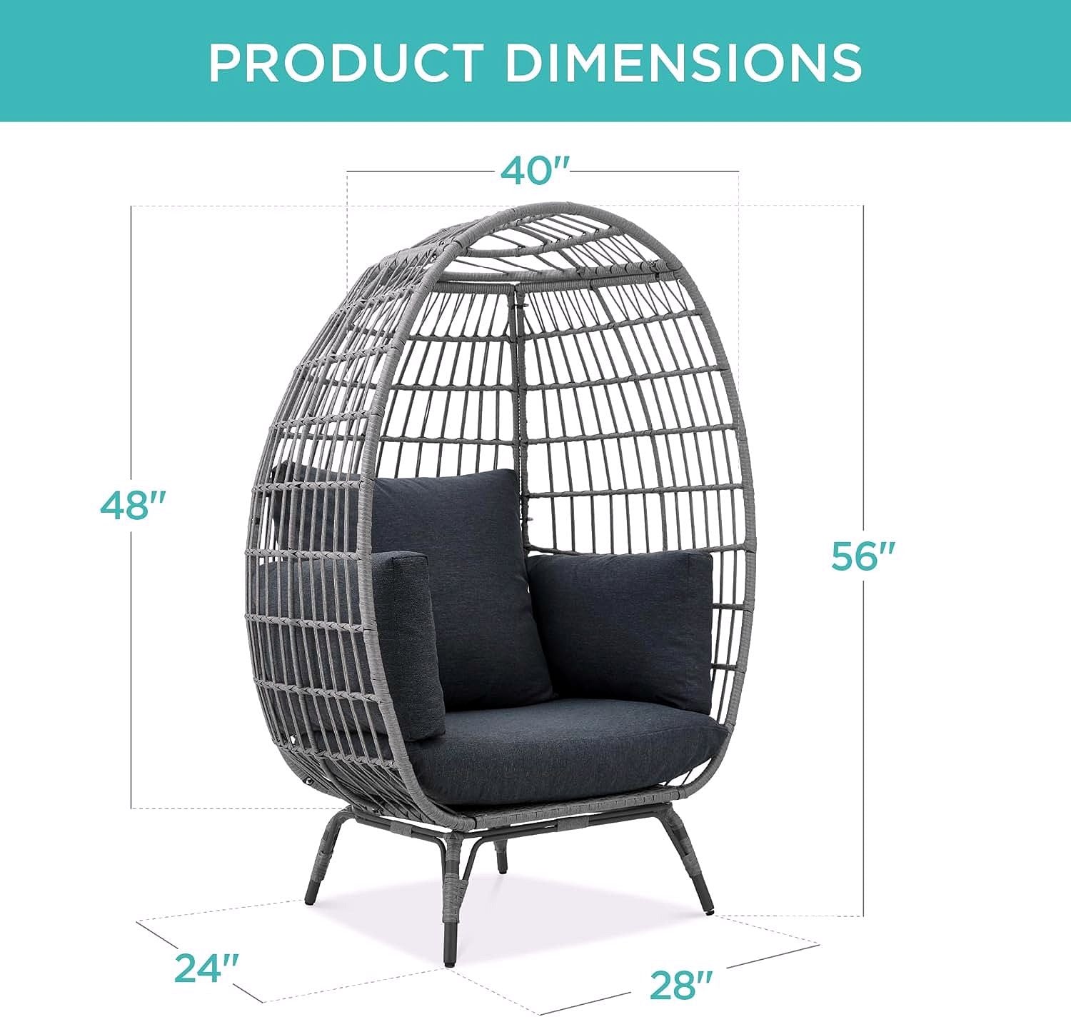 Best Choice Products Wicker Egg Chair – Übergroßer Indoor- & Outdoor-Loungesessel für Terrasse, Garten & Wohnzimmer