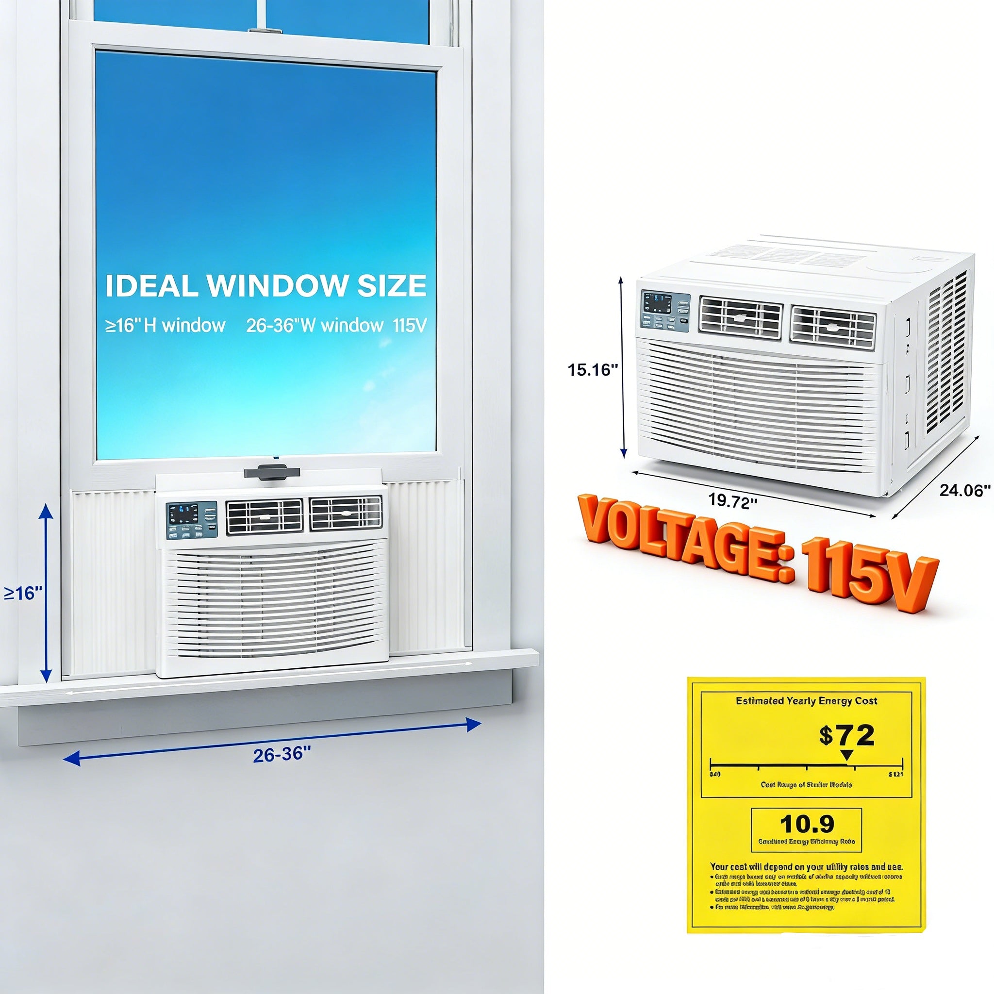 8,000 BTU 115V Window Air Conditioner with Heat & Wifi/APP & Install Kit
