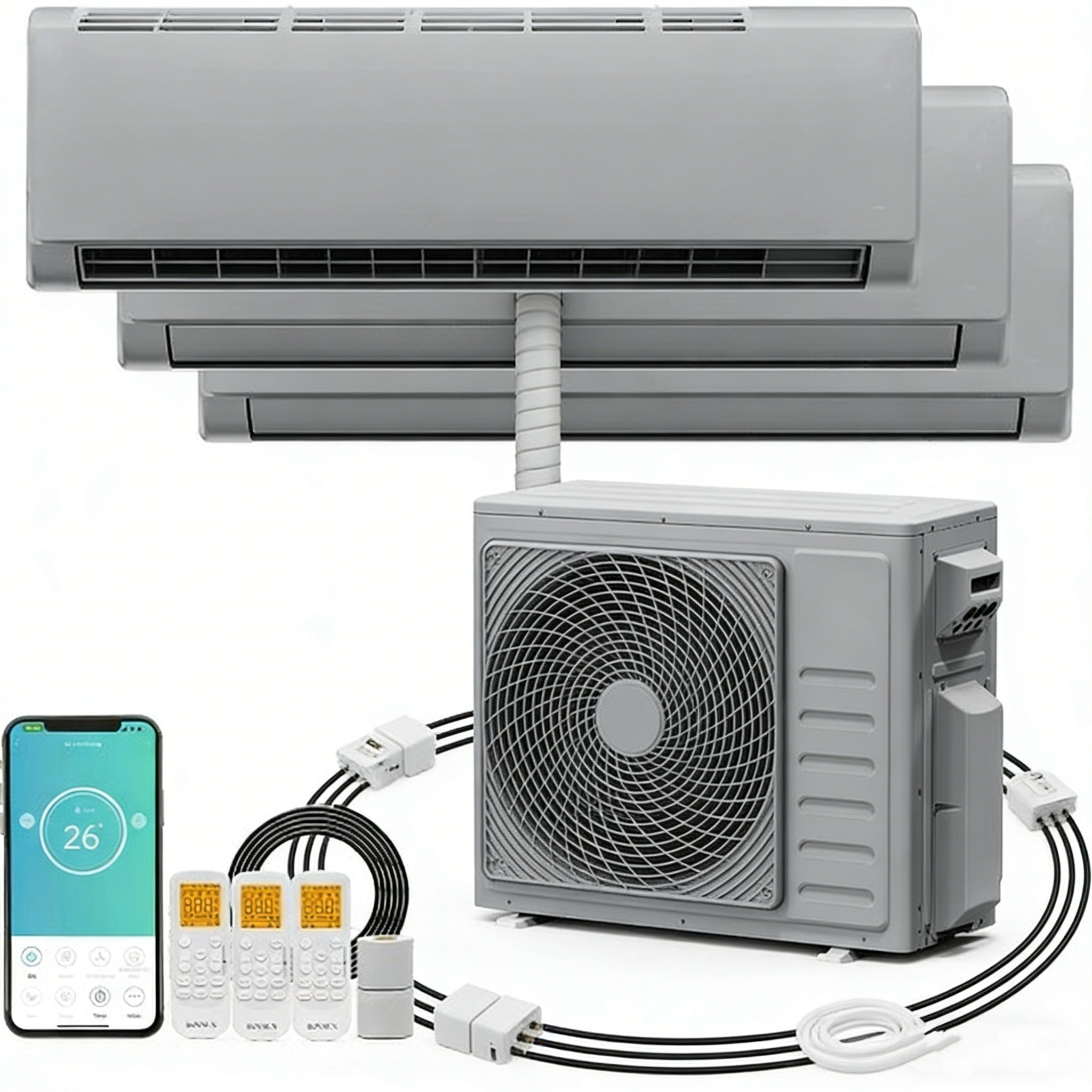 12,000 BTU 21 SEER2 230V Mini Split Air Conditioner with Heat Pump Ductless Inverter & Install Kit