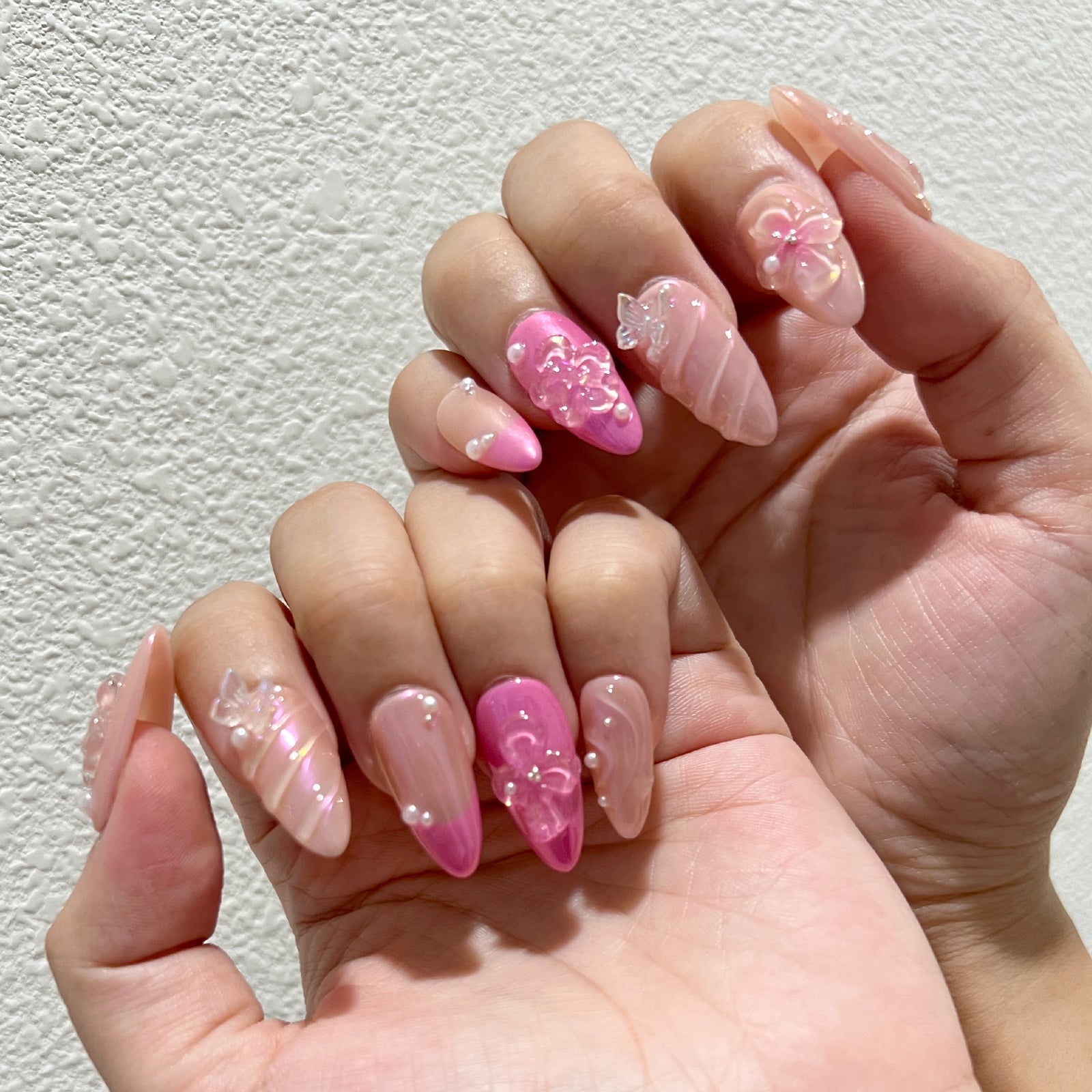 Siva Nail, Rosa Blüte, Elegantes Floral, Handgemachte Nagelpresse