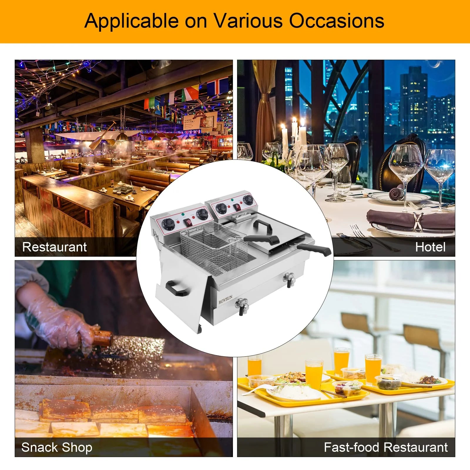 24.9 QT 110V 3400W Double Tank Electric Deep Fryer with Timer & Oil Drain