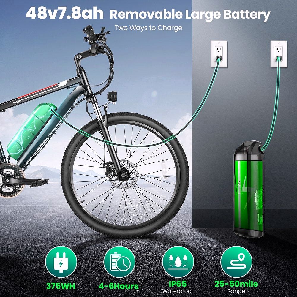 500W Elektrofahrrad 26" E-Bike für Erwachsene mit Tempomat