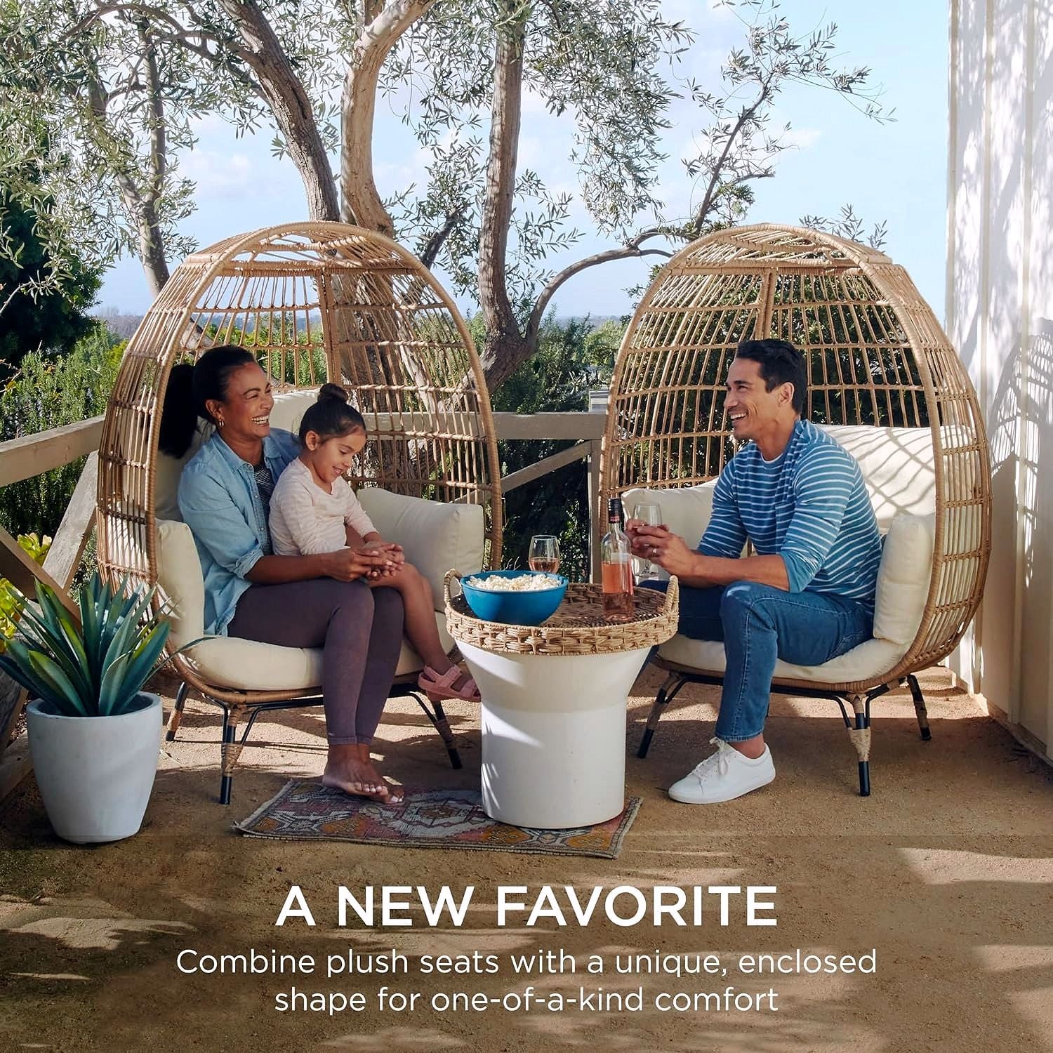 Best Choice Products Wicker Egg Chair – Übergroßer Indoor- & Outdoor-Loungesessel für Terrasse, Garten & Wohnzimmer